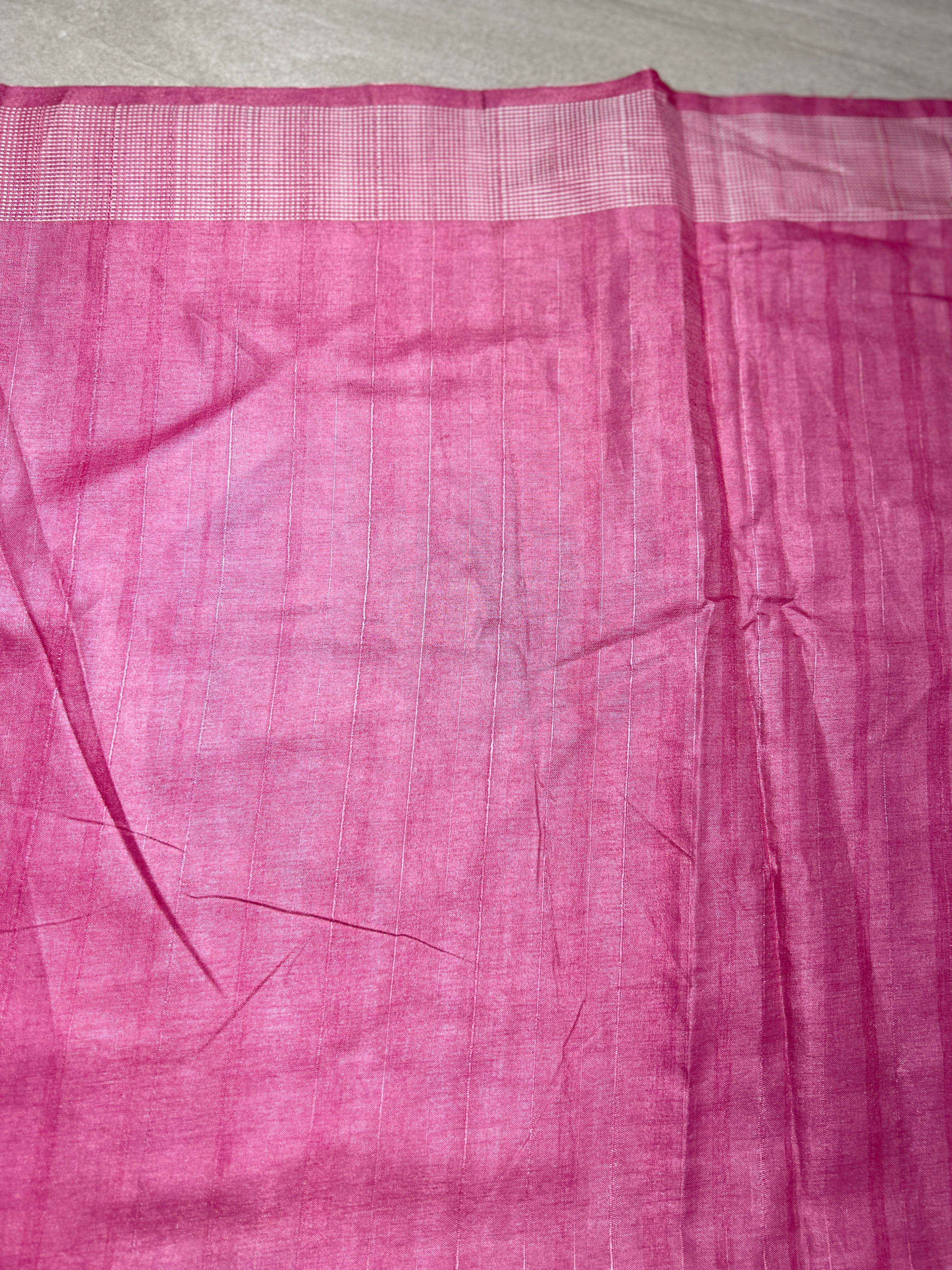 Machine Embroidery Detailed Semi Tussar Saree | SUN298