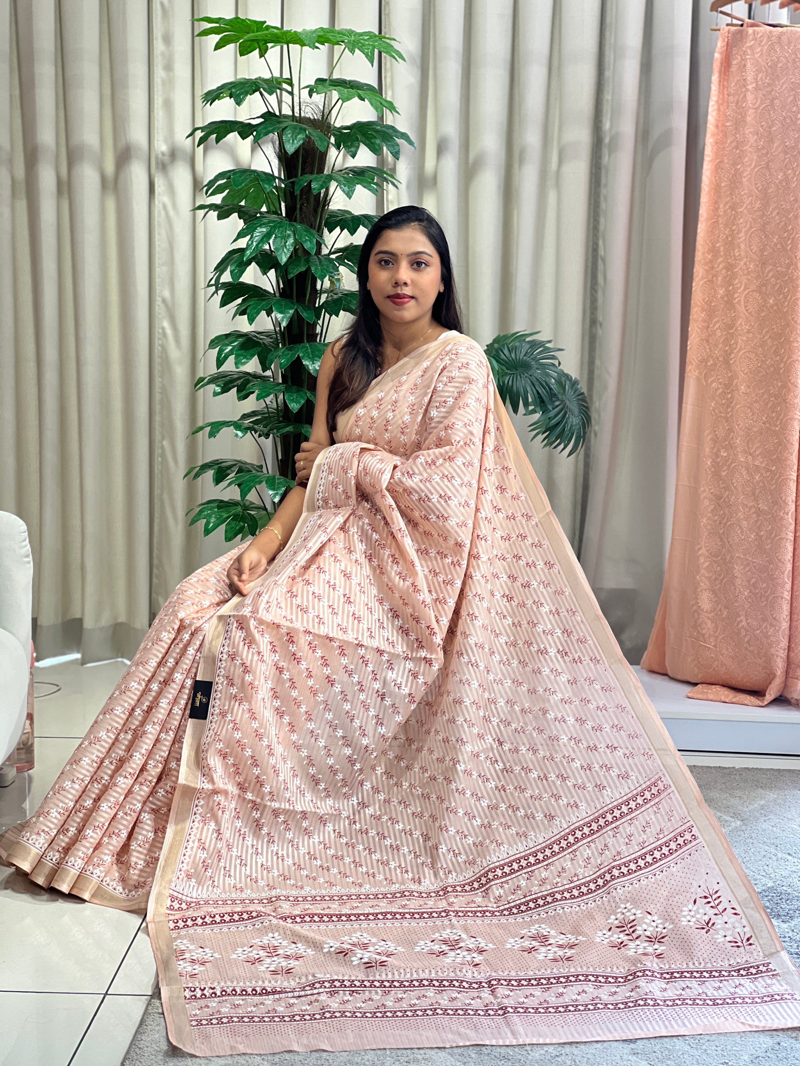 Lehar Print Pattern Cotton Saree | VDA206