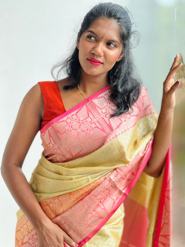 Geometric Patterned Semi Silk Saree | NN335