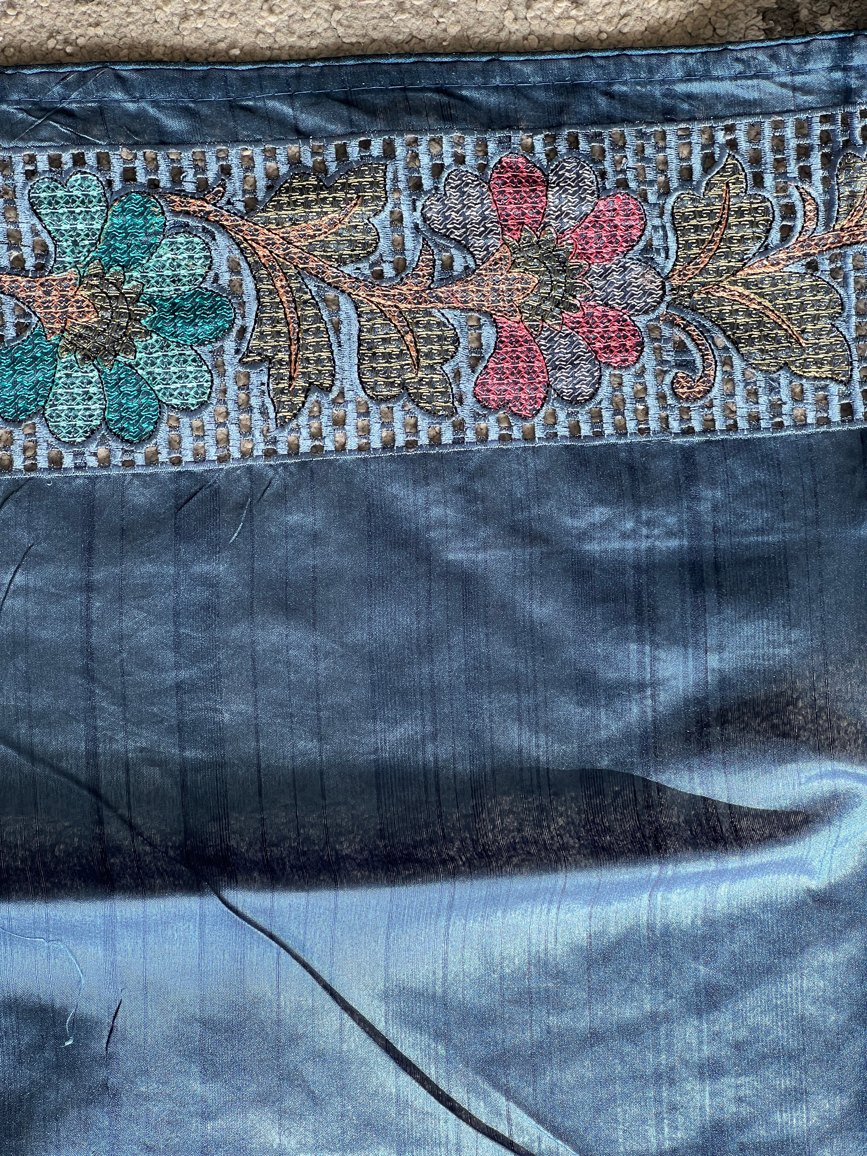 Cutwork & Embroidery Detailed Tussar Finish Saree | GAR117