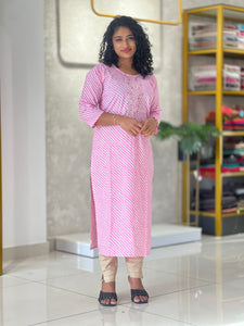 Leheriya Patterned Cotton Kurta | NCF185