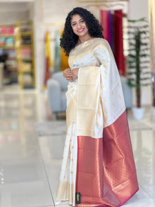 Golden Zari Weaved Semi Silk Saree | KF182