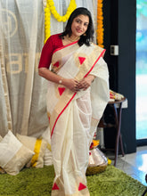 Kasavu & Kara Weaved Temple Patterned Semi Silk Saree | HT252