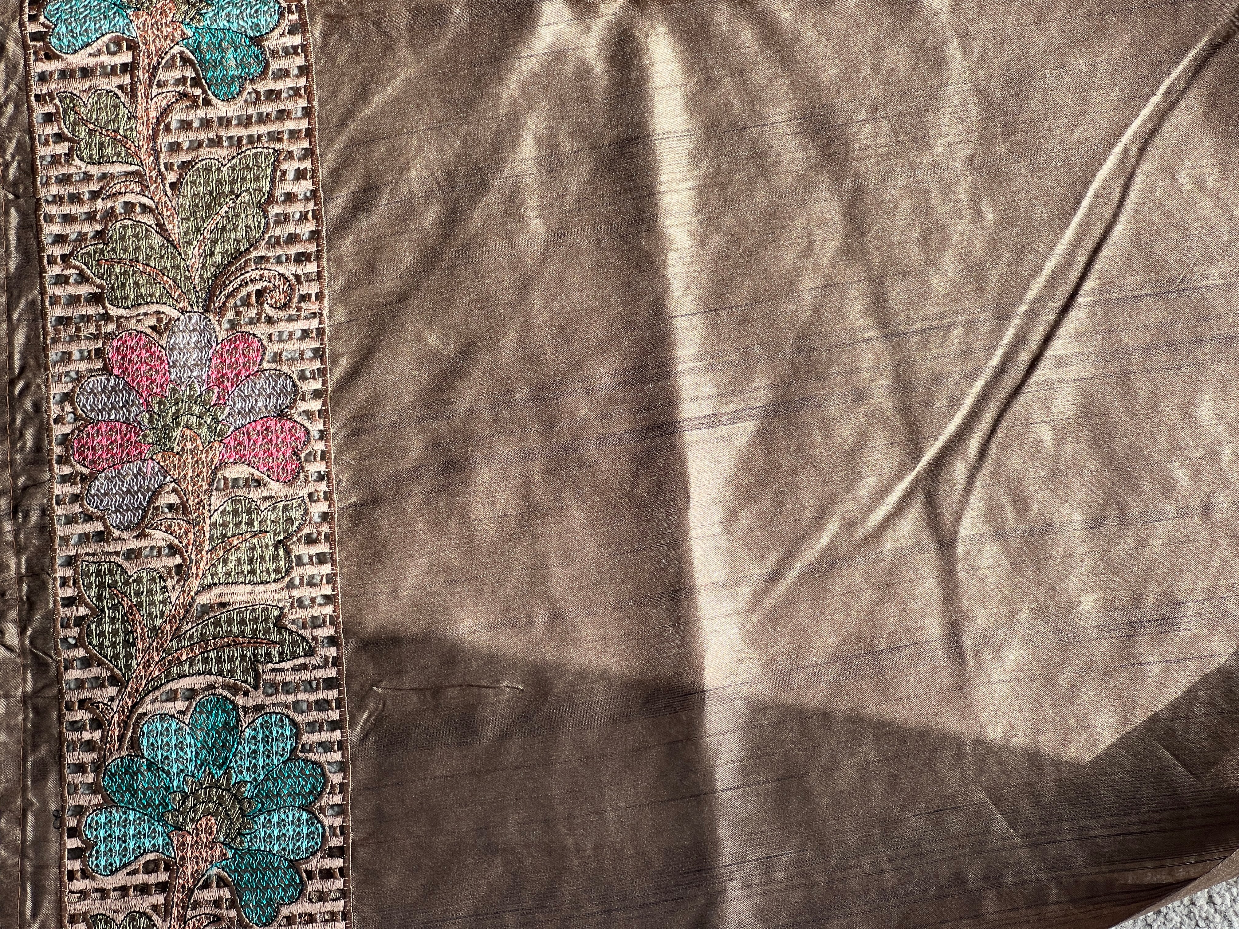 Cutwork & Embroidery Detailed Tussar Finish Saree | GAR119