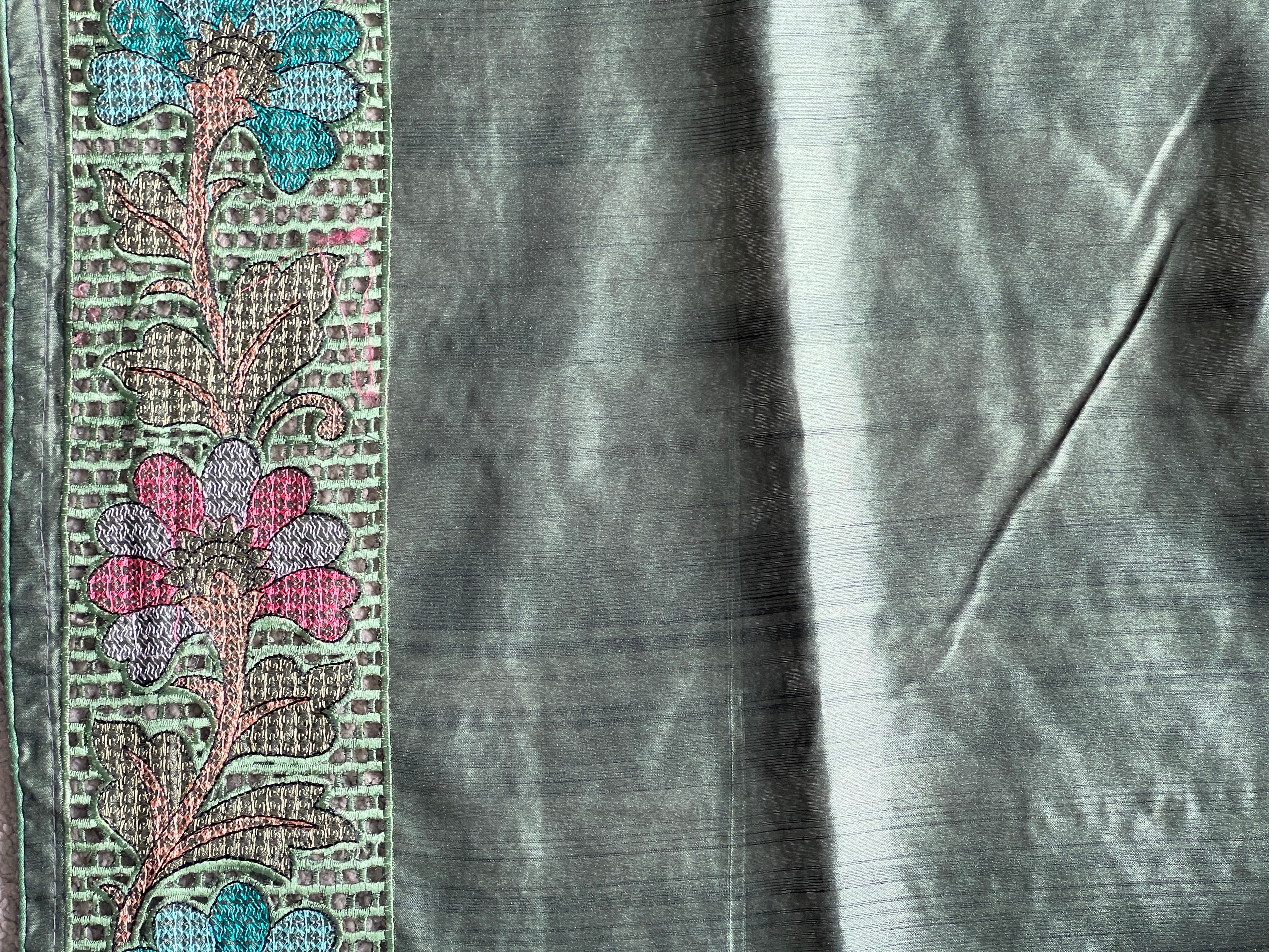 Cutwork & Embroidery Detailed Tussar Finish Saree | GAR116