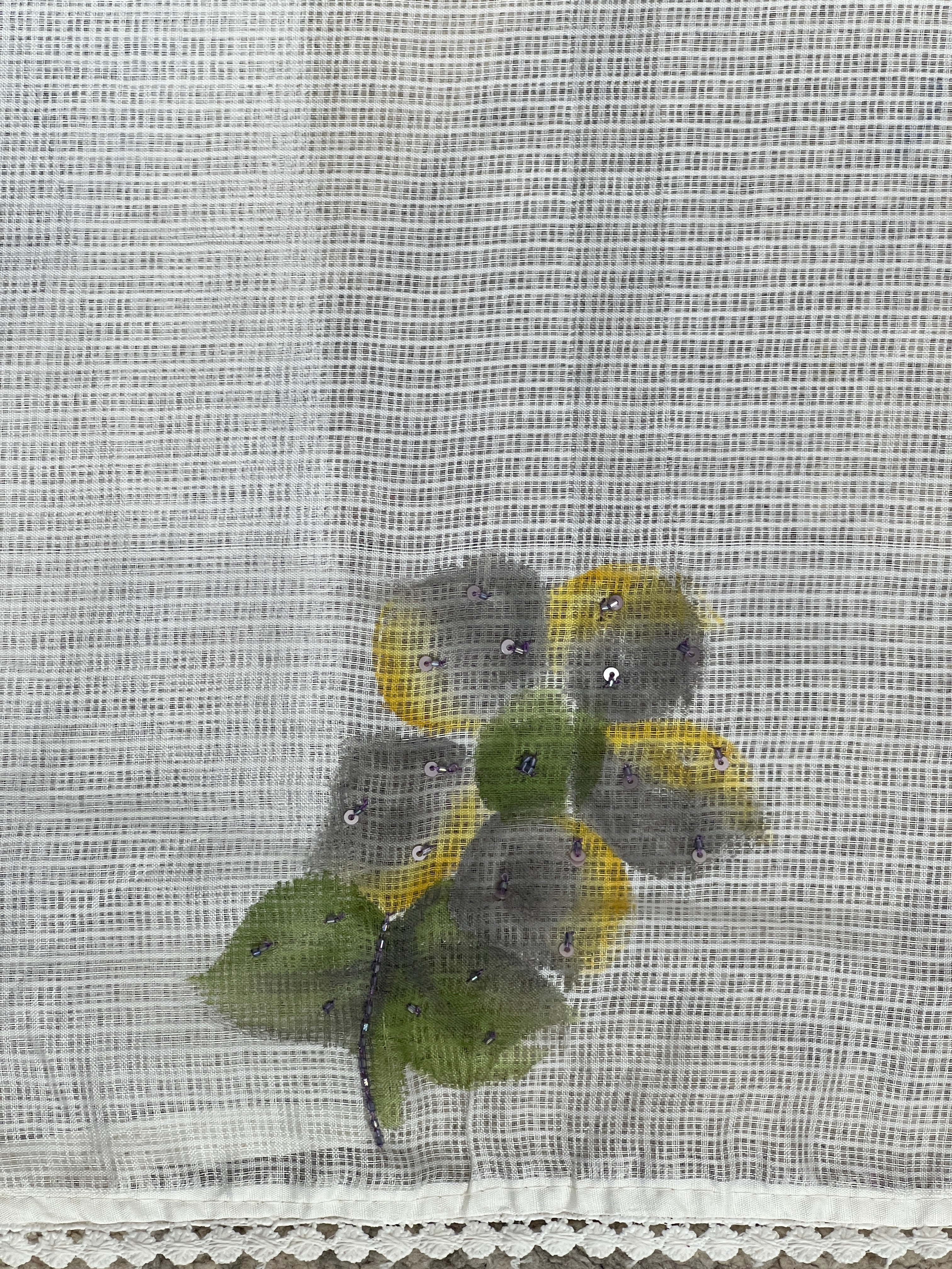 Floral Hand Paint With Beads Highlighted Silky Kota Saree | BLD1933