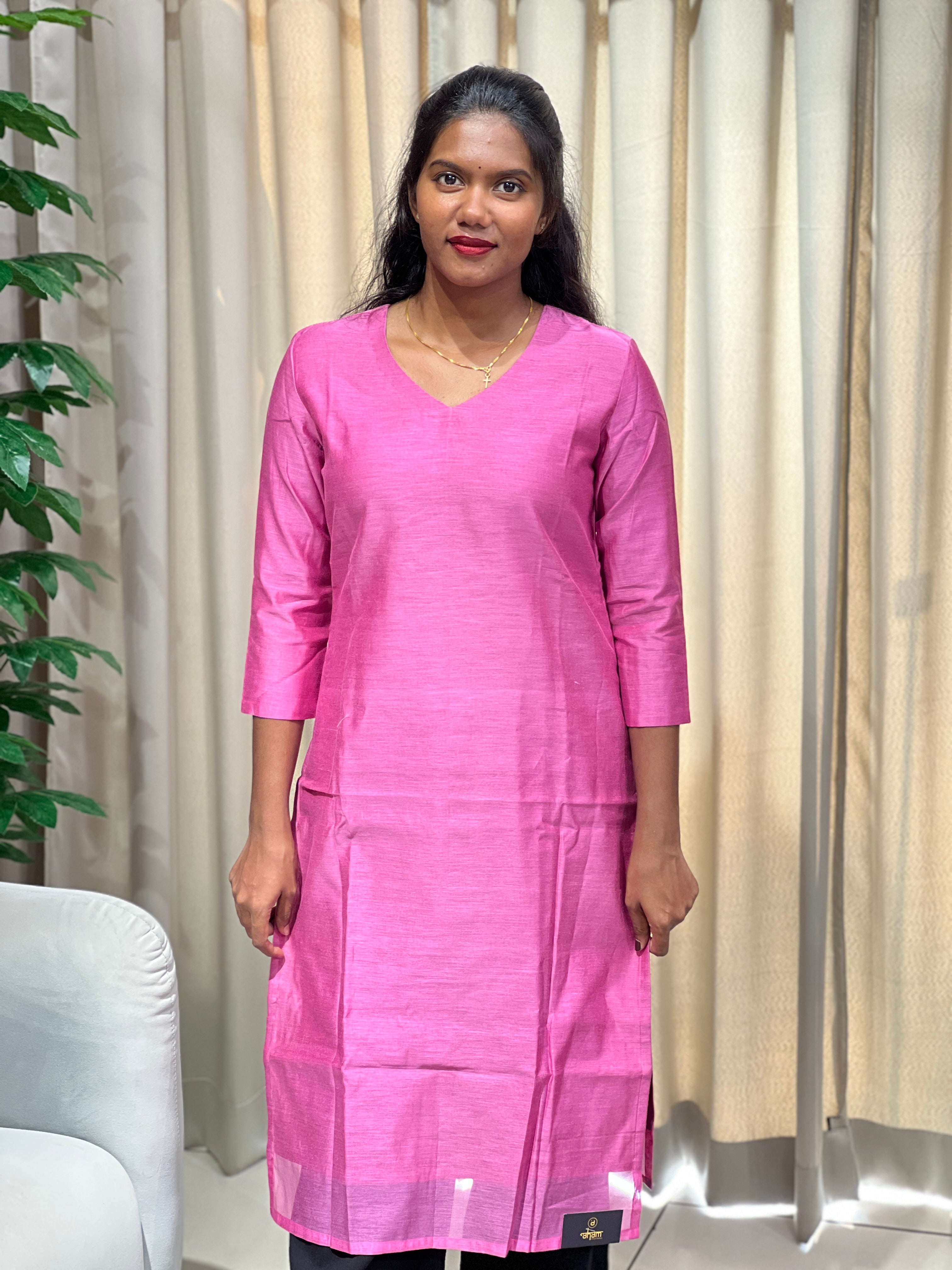 Solid Chanderi Finish Kurta | DNT1030