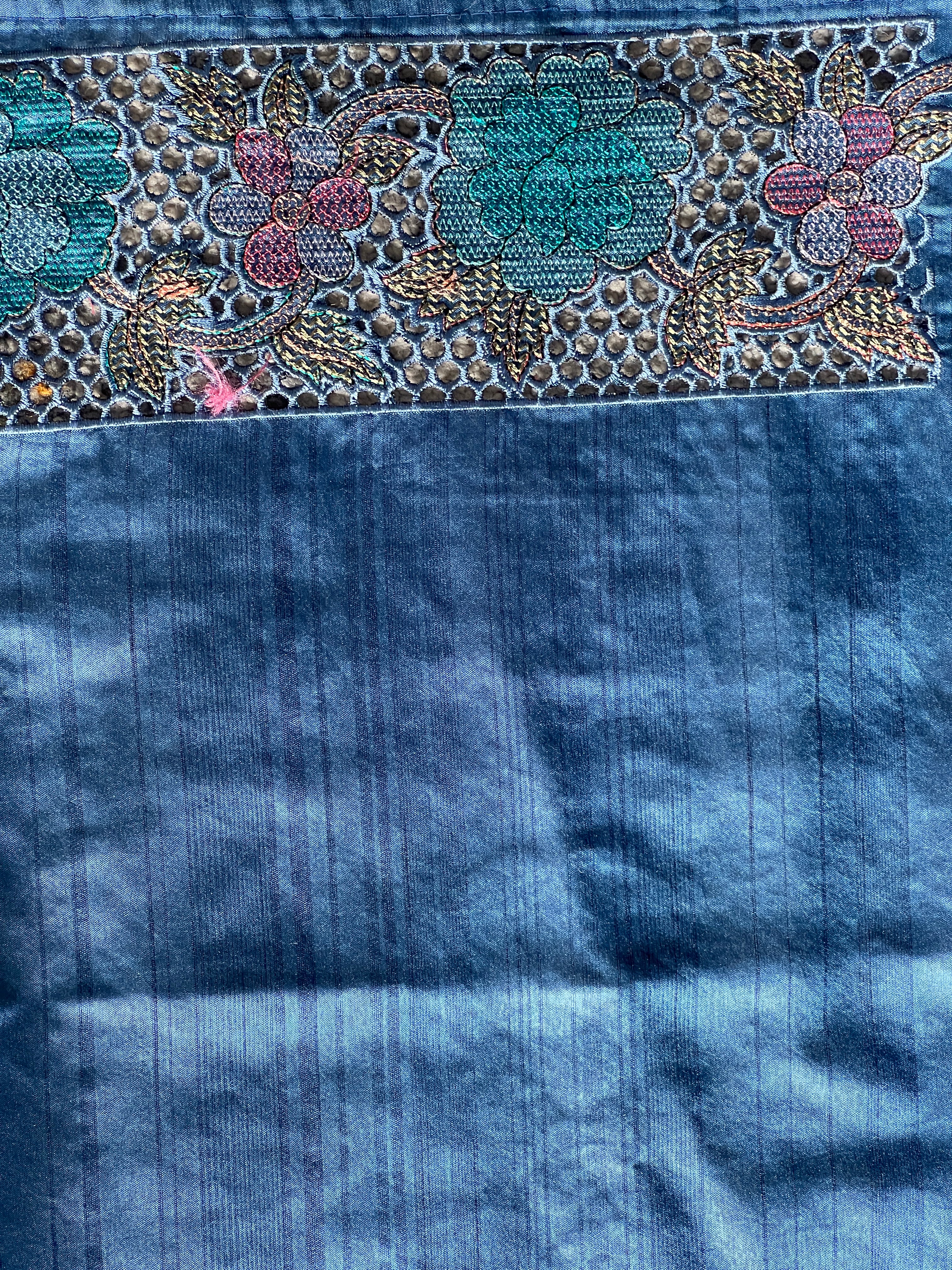 Lucknowi Embroidery Detailed Tussar Finish Saree | GAR114