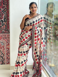 Polka Dots Digital Printed Crepe Silk Saree | SSN195