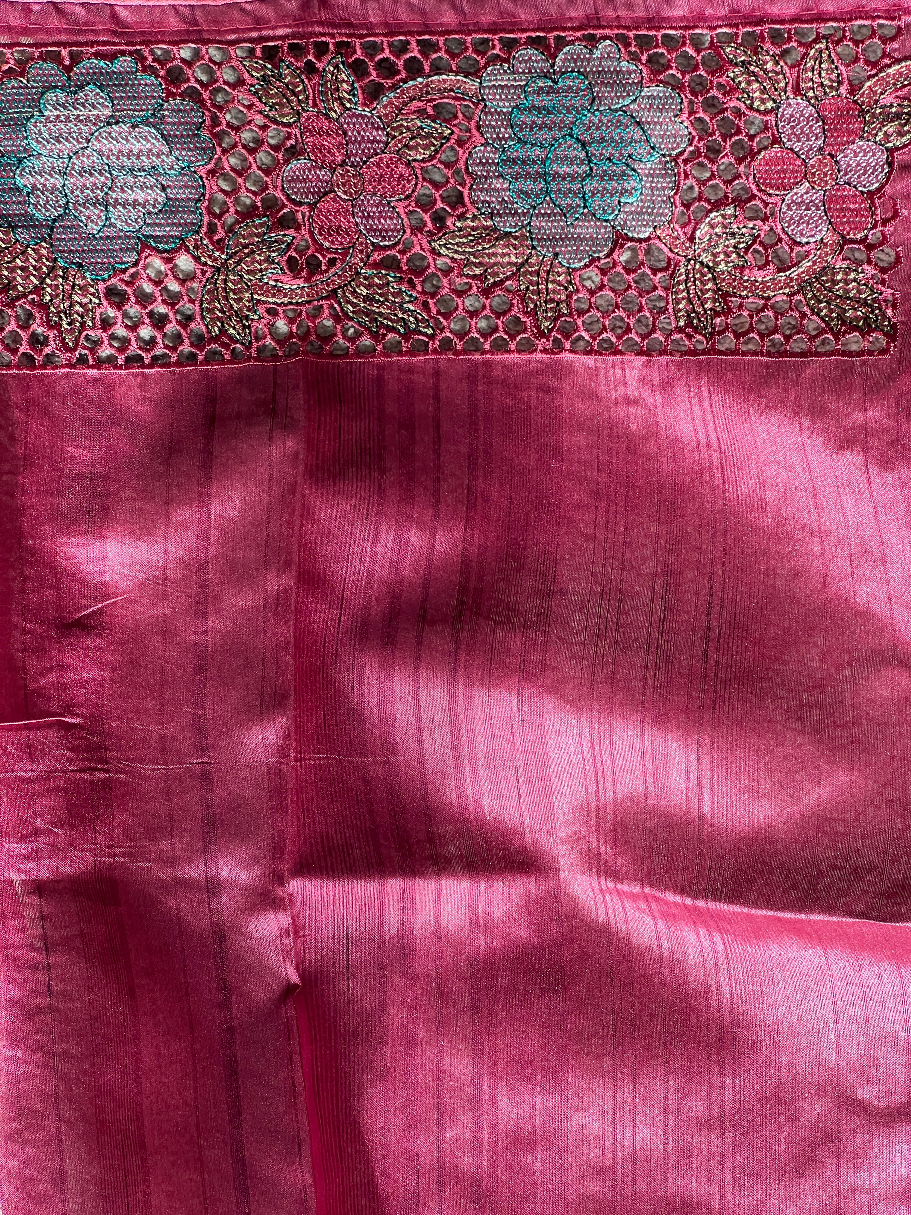 Lucknowi Embroidery Detailed Tussar Finish Saree | GAR113