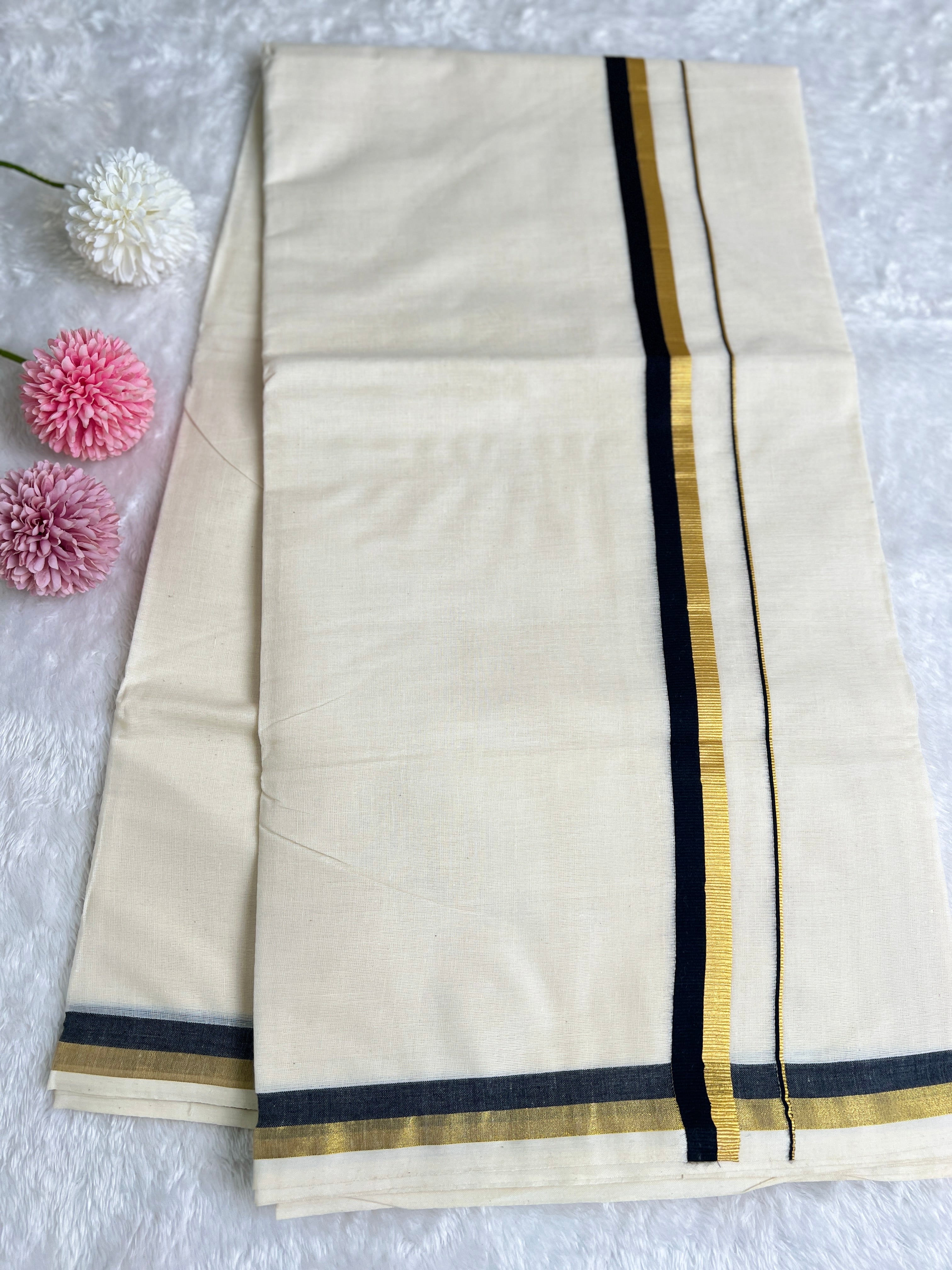 Kara Pattern Border Kerala Cotton Set Mundu | GAT454