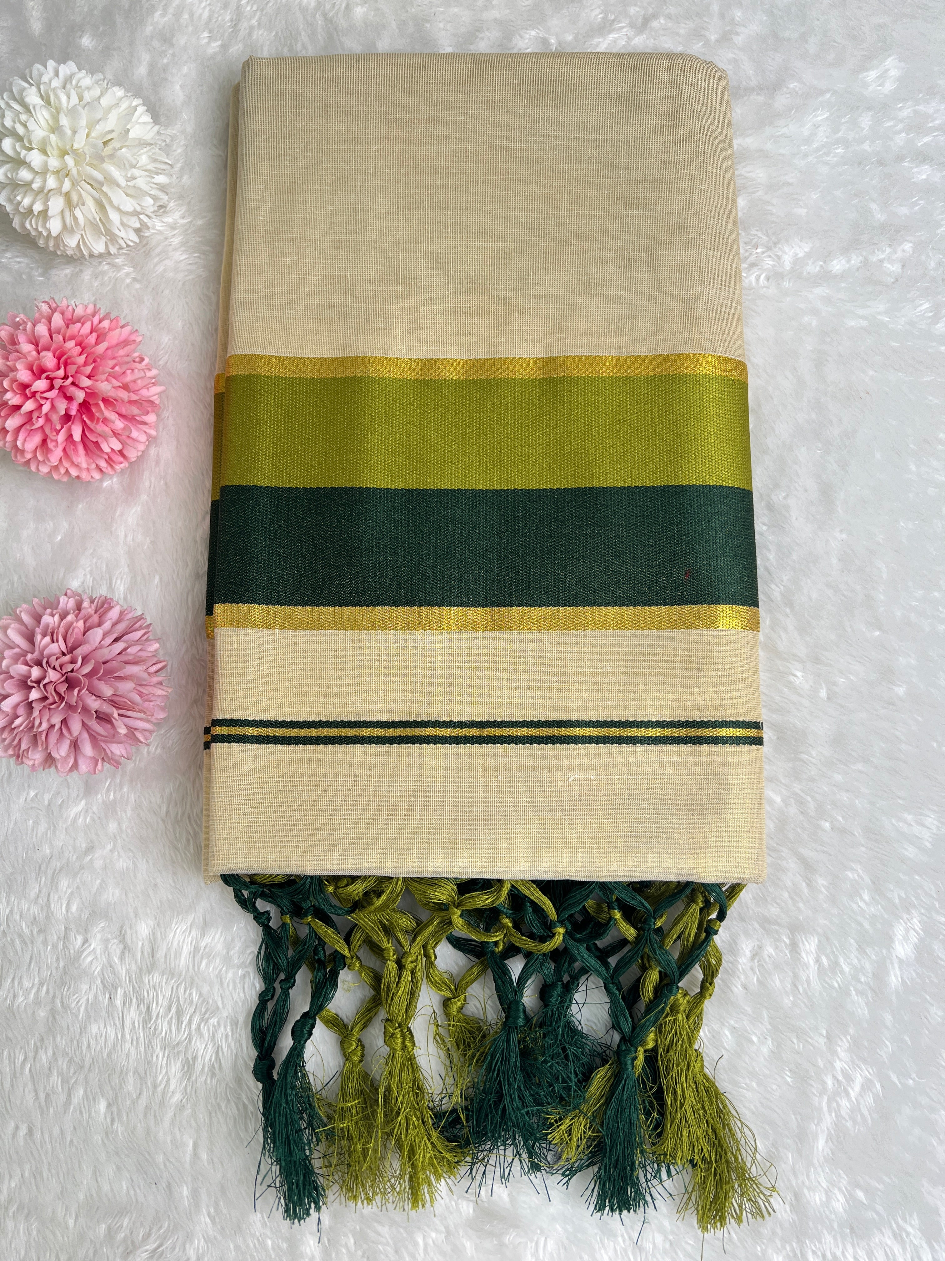 Double Border Pattern Tissue Kerala Set Mundu | GAT469