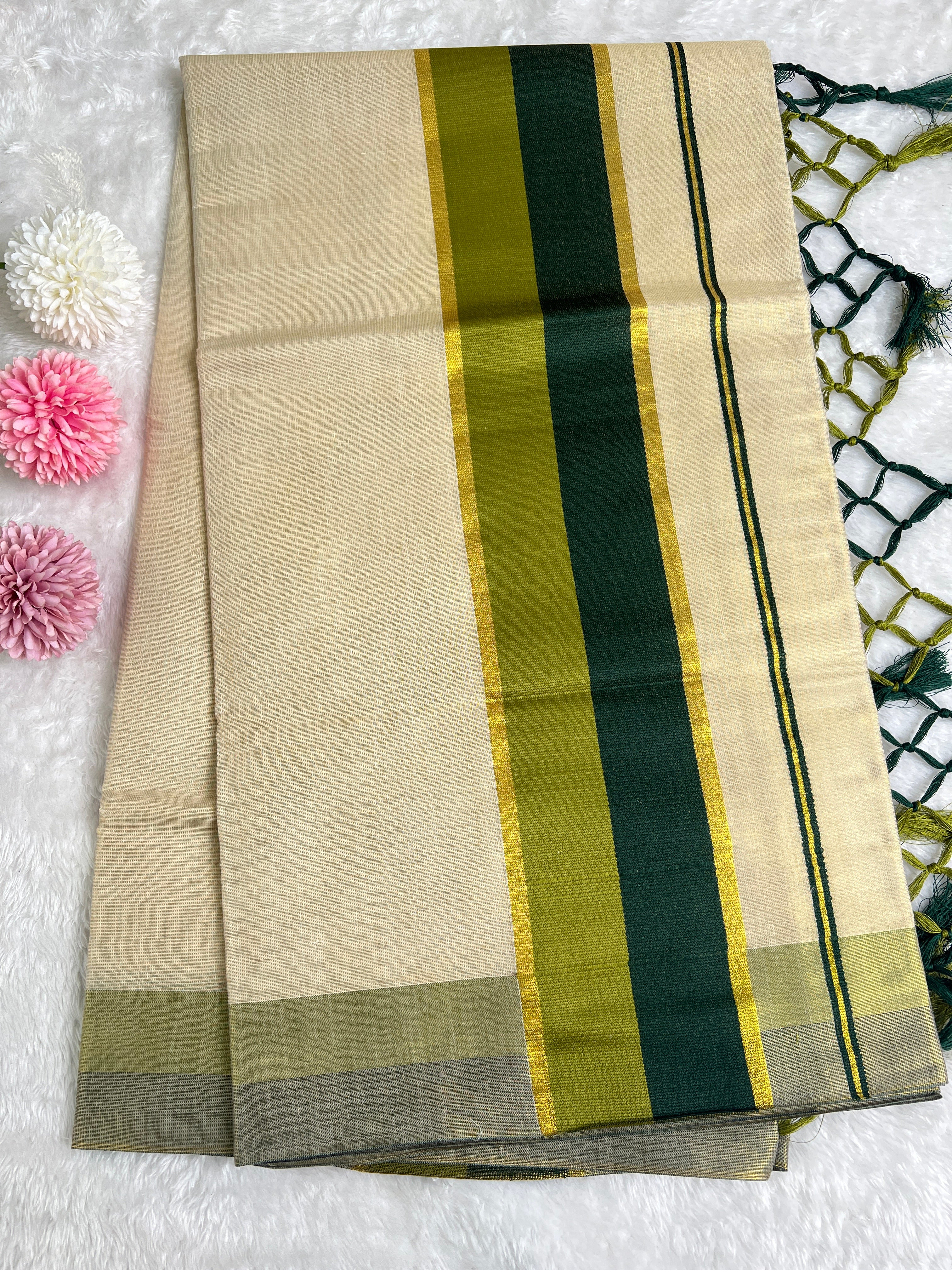 Double Border Pattern Tissue Kerala Set Mundu | GAT469