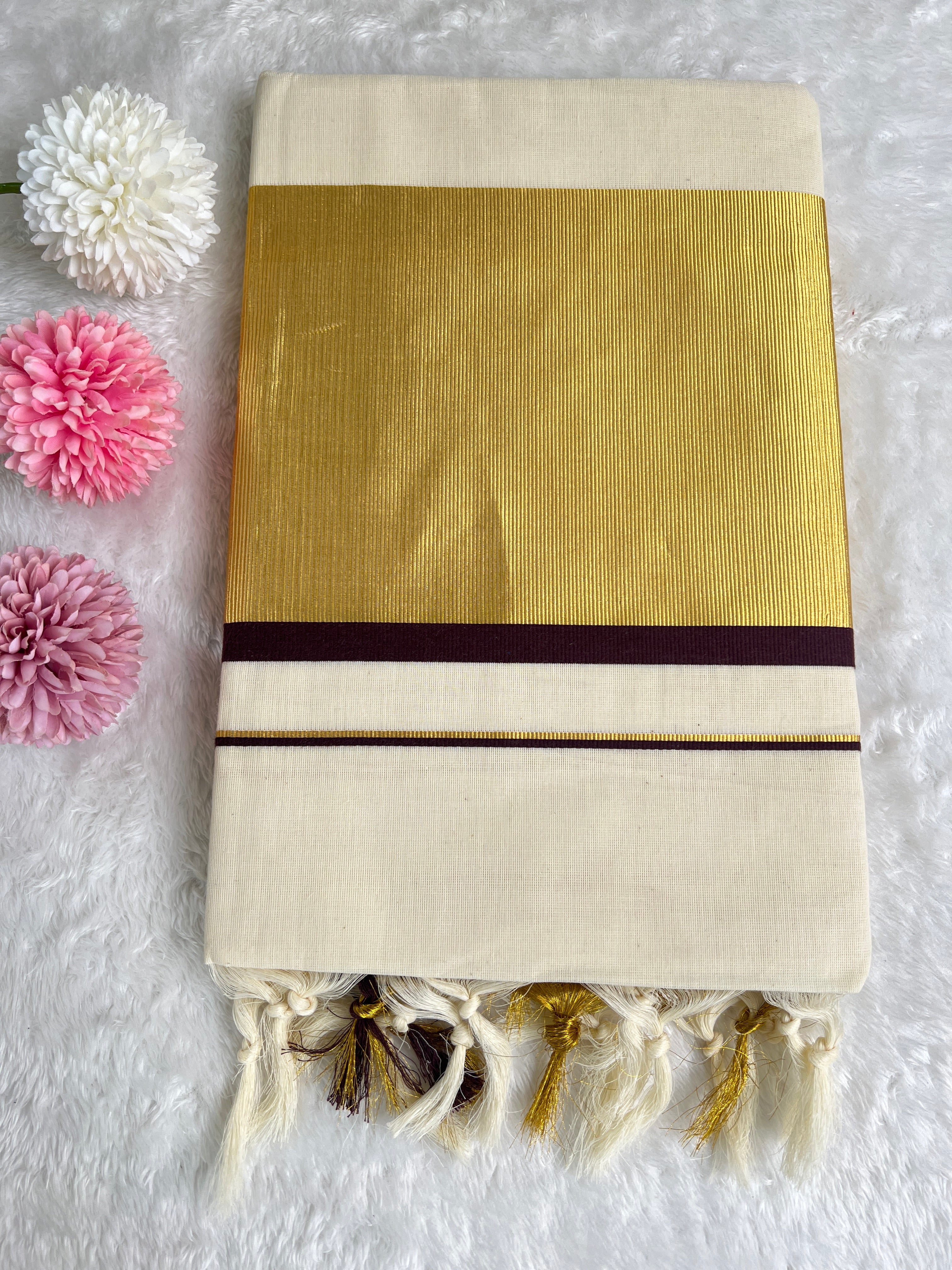 Kara Pattern Border Kerala Cotton Set Mundu | GAT460