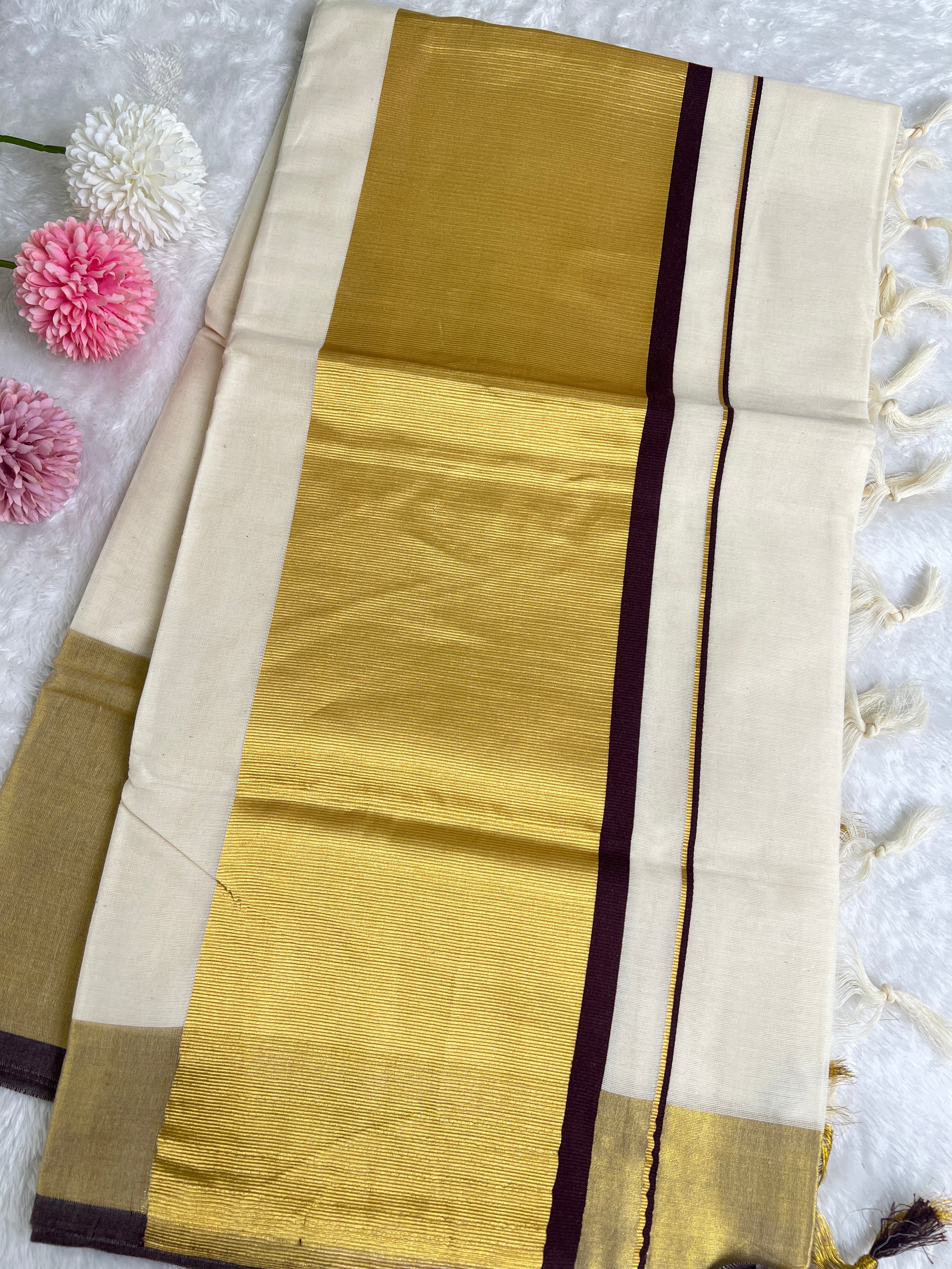 Kara Pattern Border Kerala Cotton Set Mundu | GAT460