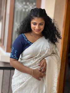 Silver Banarasi Weaved Georgette Saree | YNG321