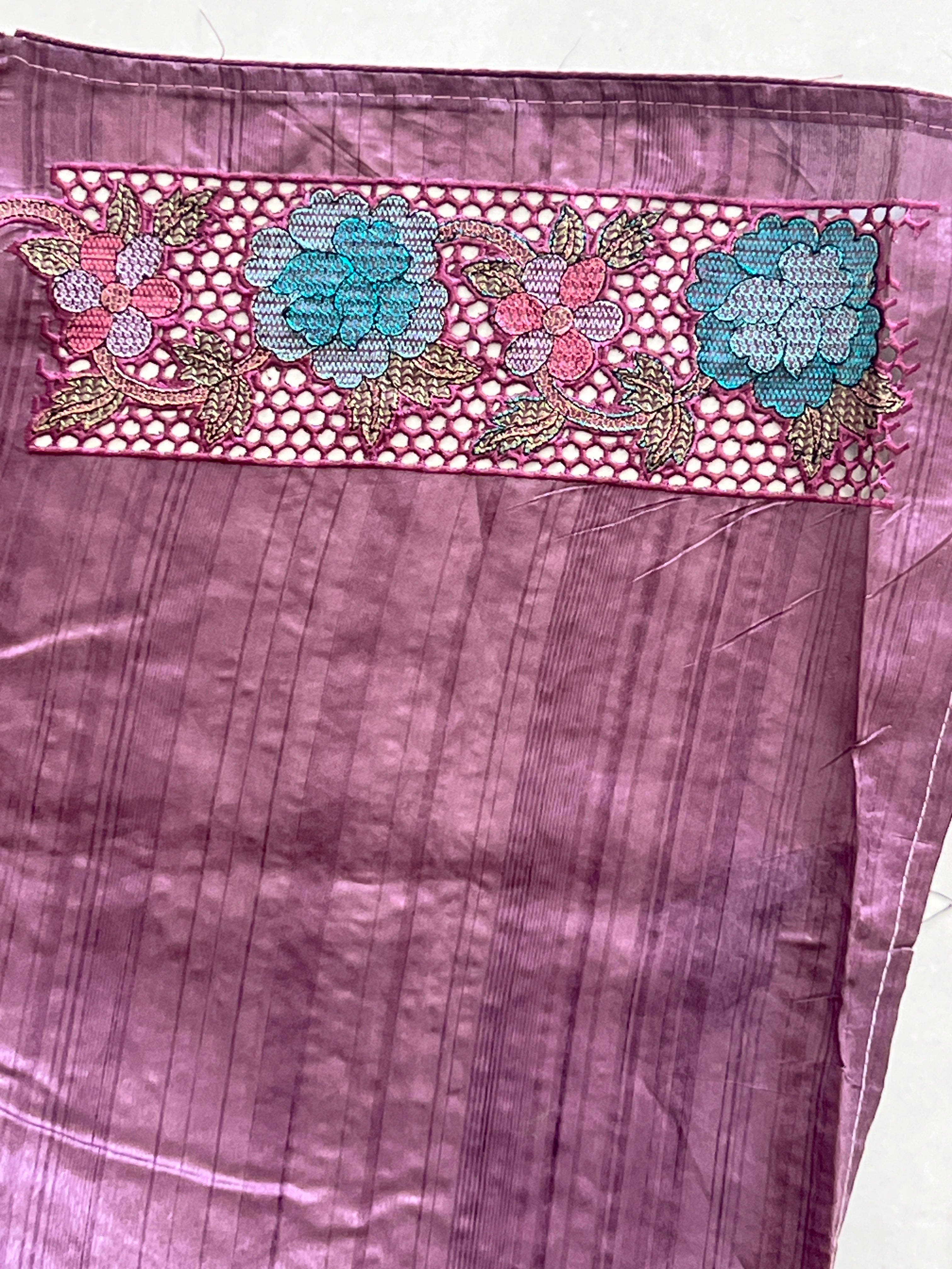 Lucknowi Embroidery Detailed Tussar Finish Saree | GAR112