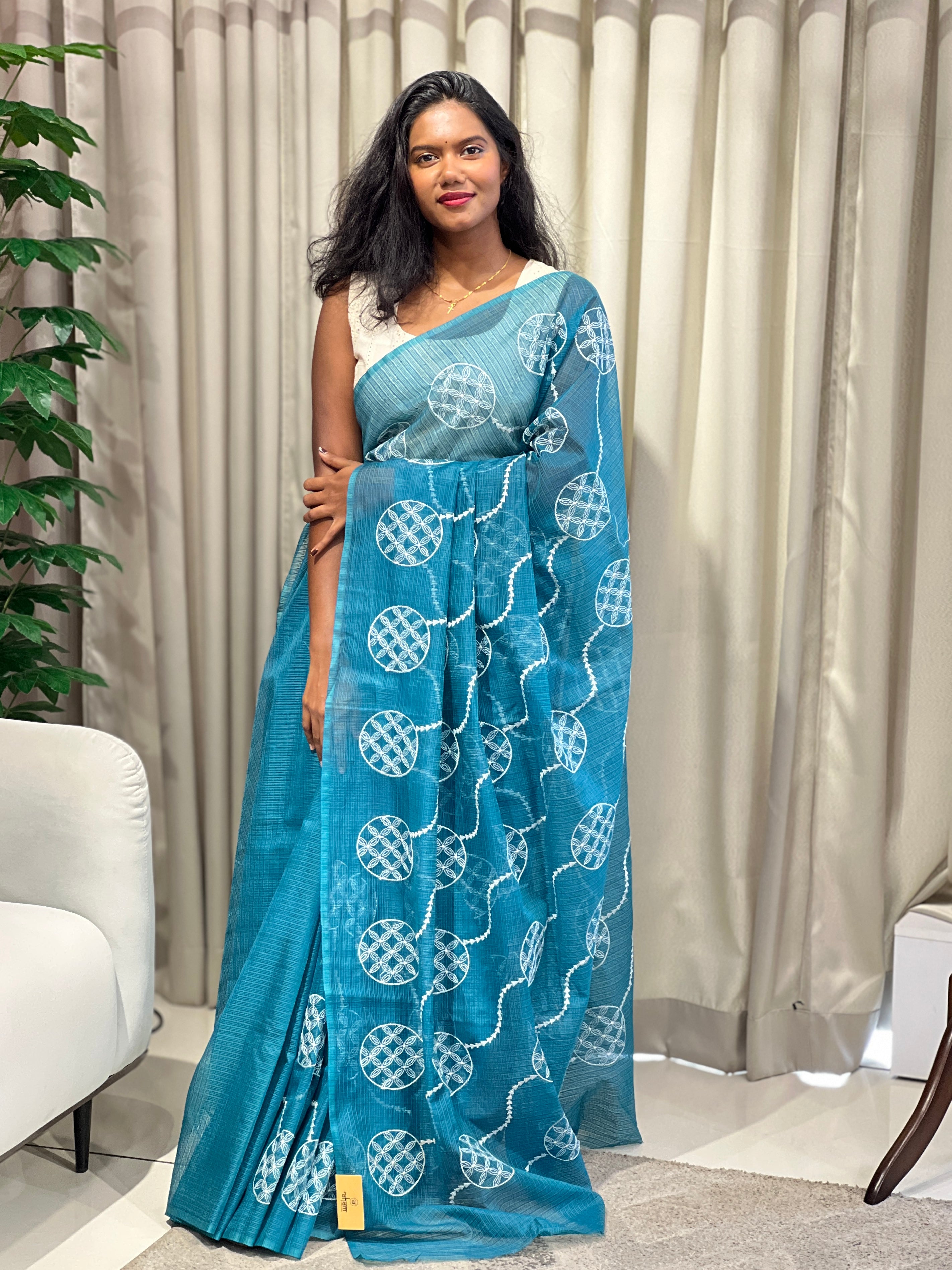 Machine Embroidery Detailed Kota Saree | NHH605