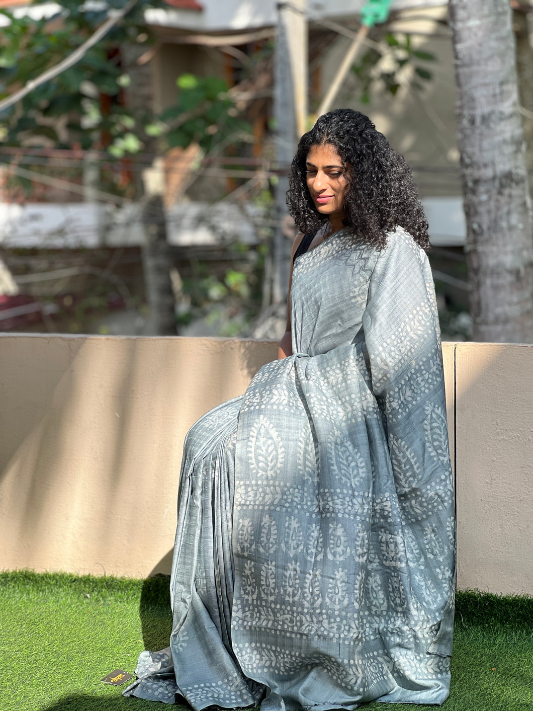 Batik Printed Cotton Blended Saree | AHD1003