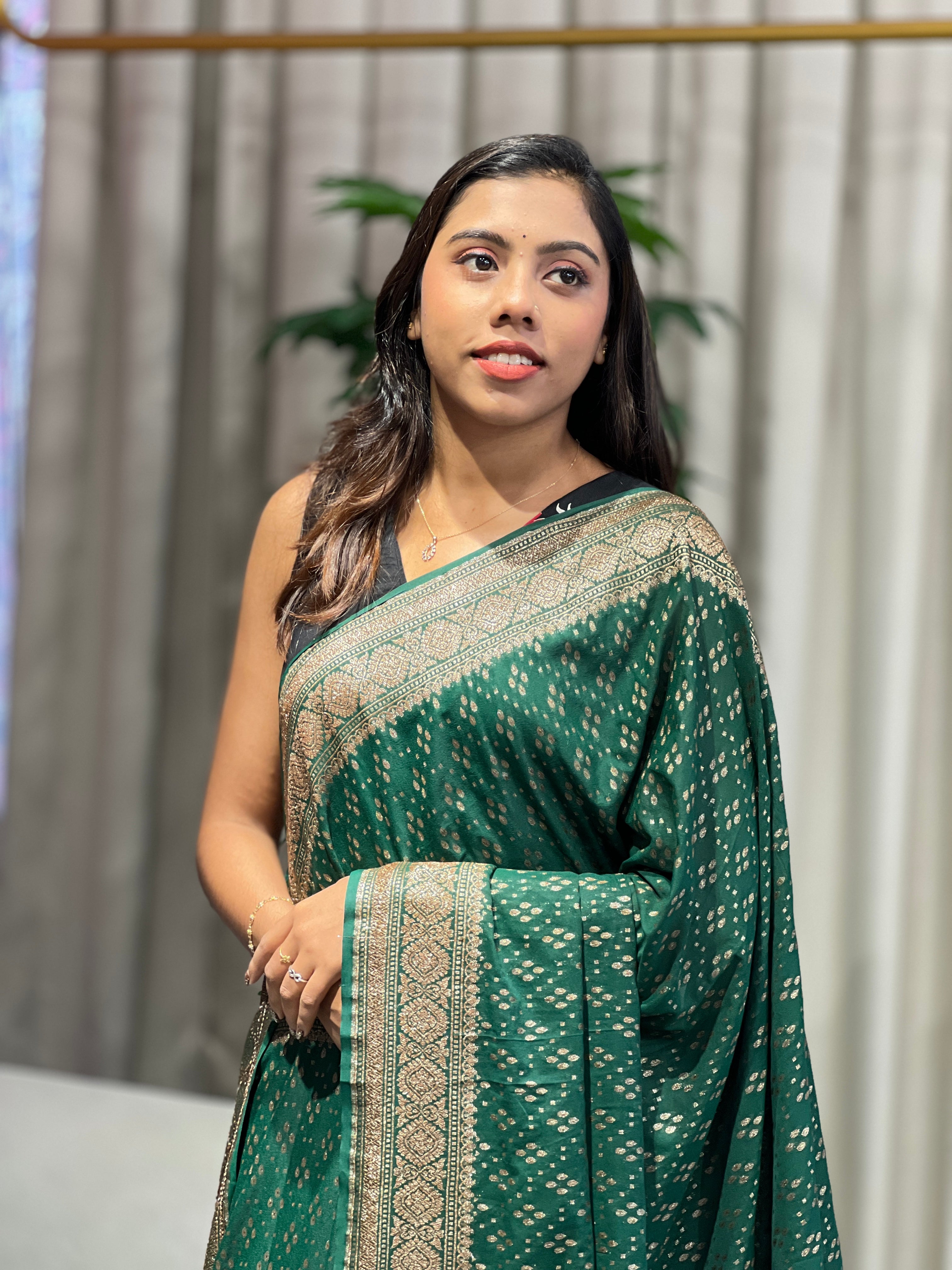 Zari And Thread Woven Georgette Banarasi Saree | YNG1059