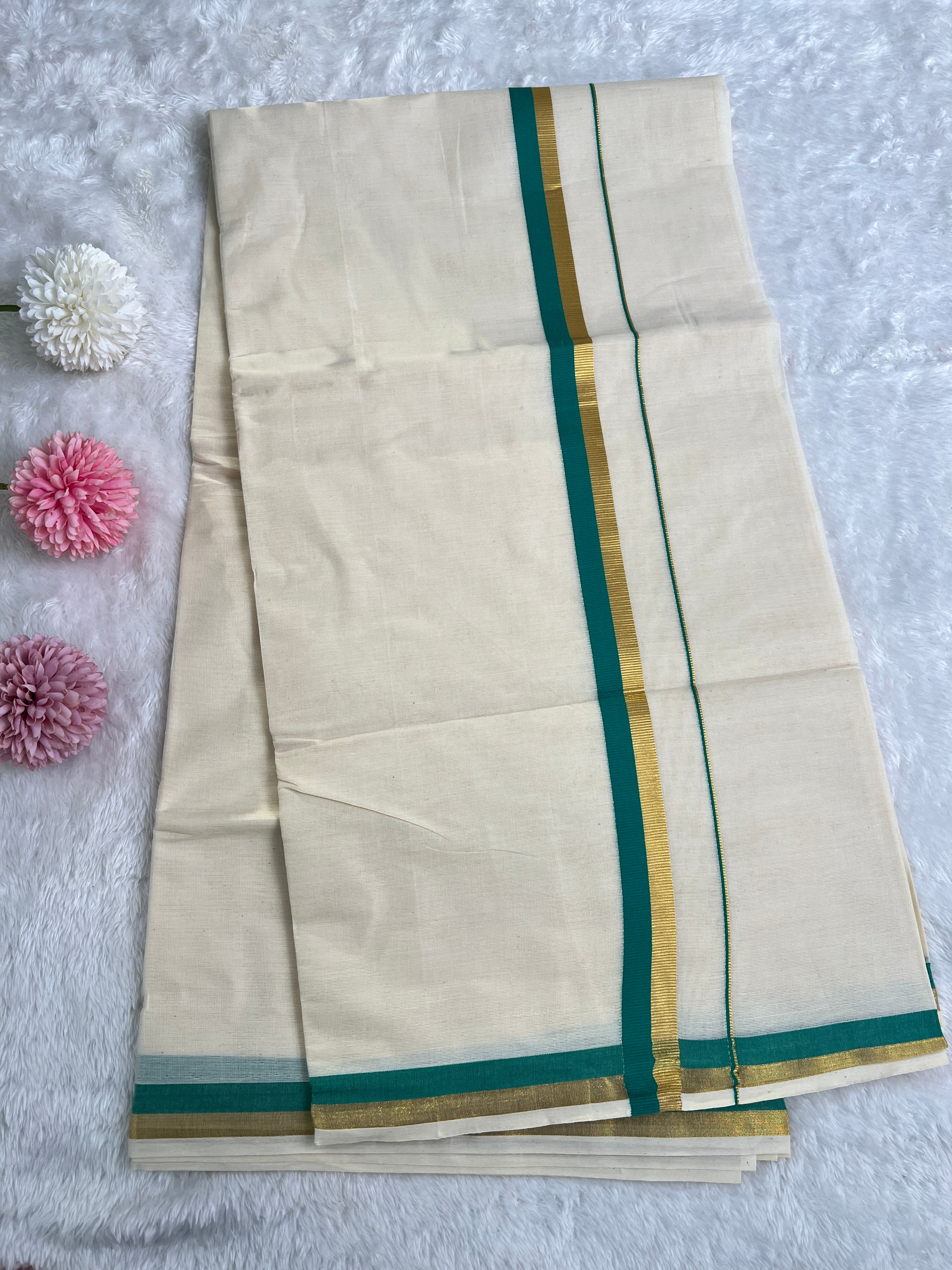 Kara Pattern Border Kerala Cotton Set Mundu | GAT456