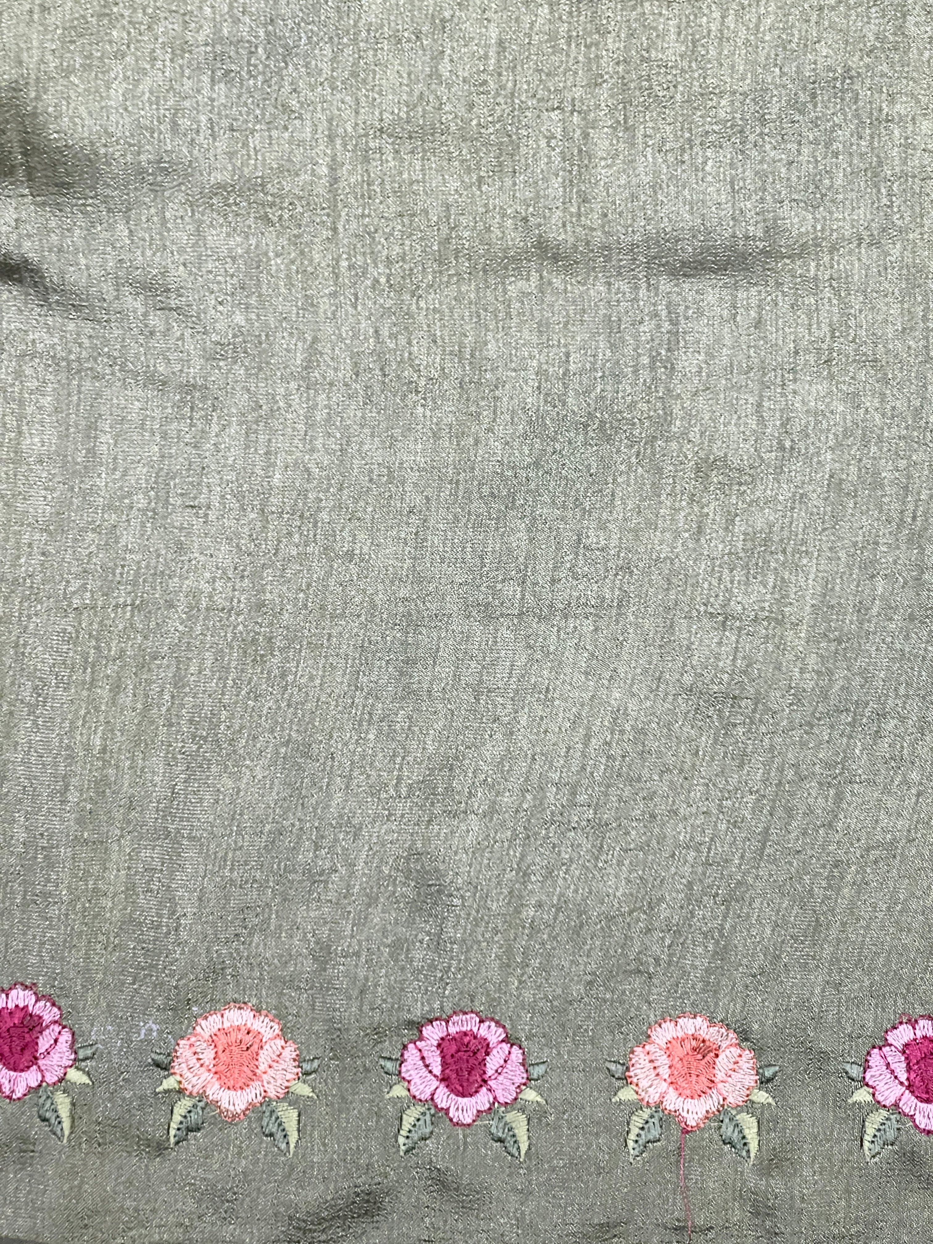 Floral Embroidery Pattern Semi Tussar Saree | RP854