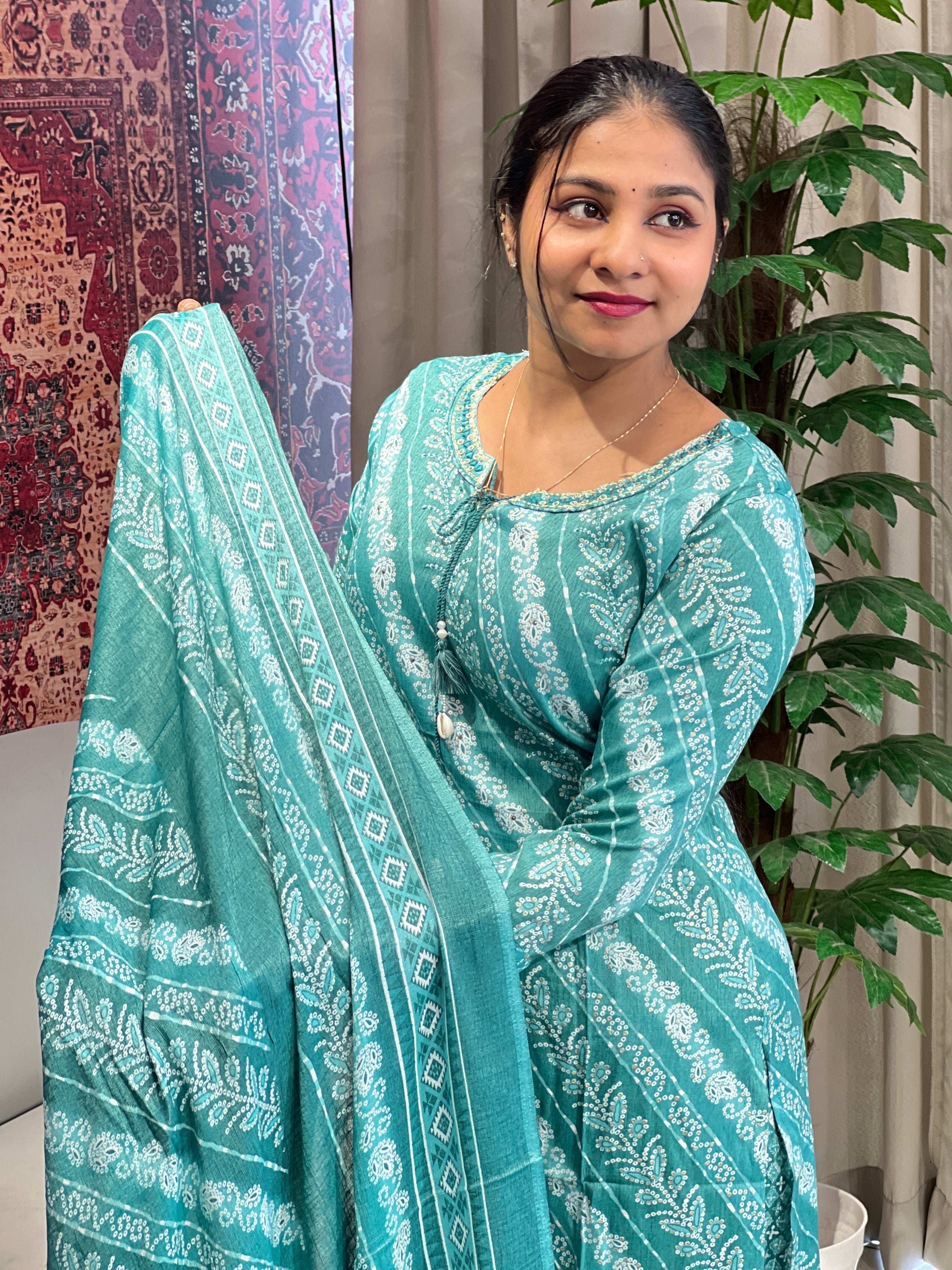 Printed Detailed Rayon Kurta Set | FW364