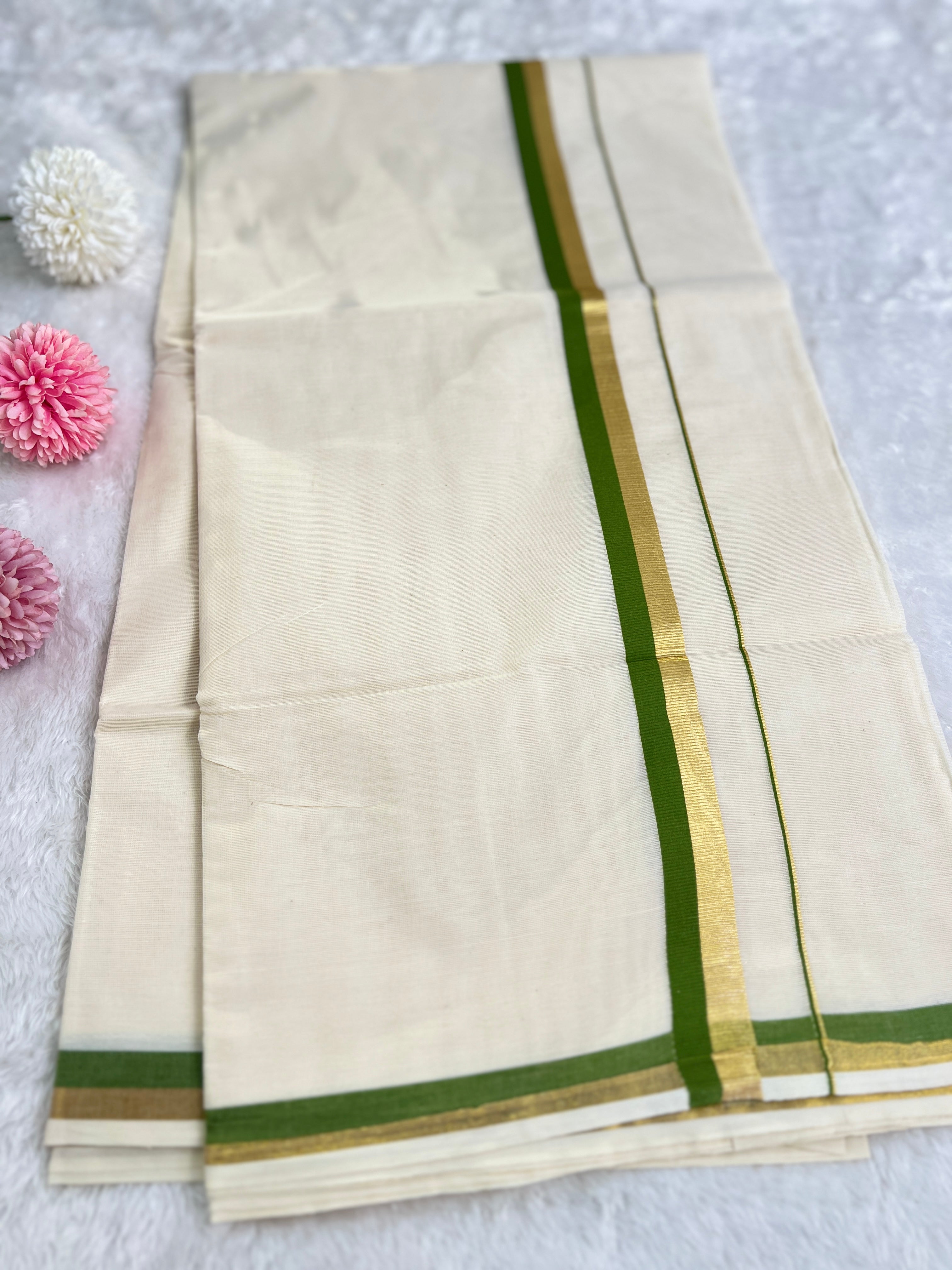 Kara Pattern Border Kerala Cotton Set Mundu | GAT457