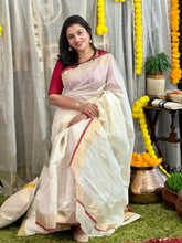Kasavu With Maroon Kara Border Detailed Kerala Cotton Saree | HT256