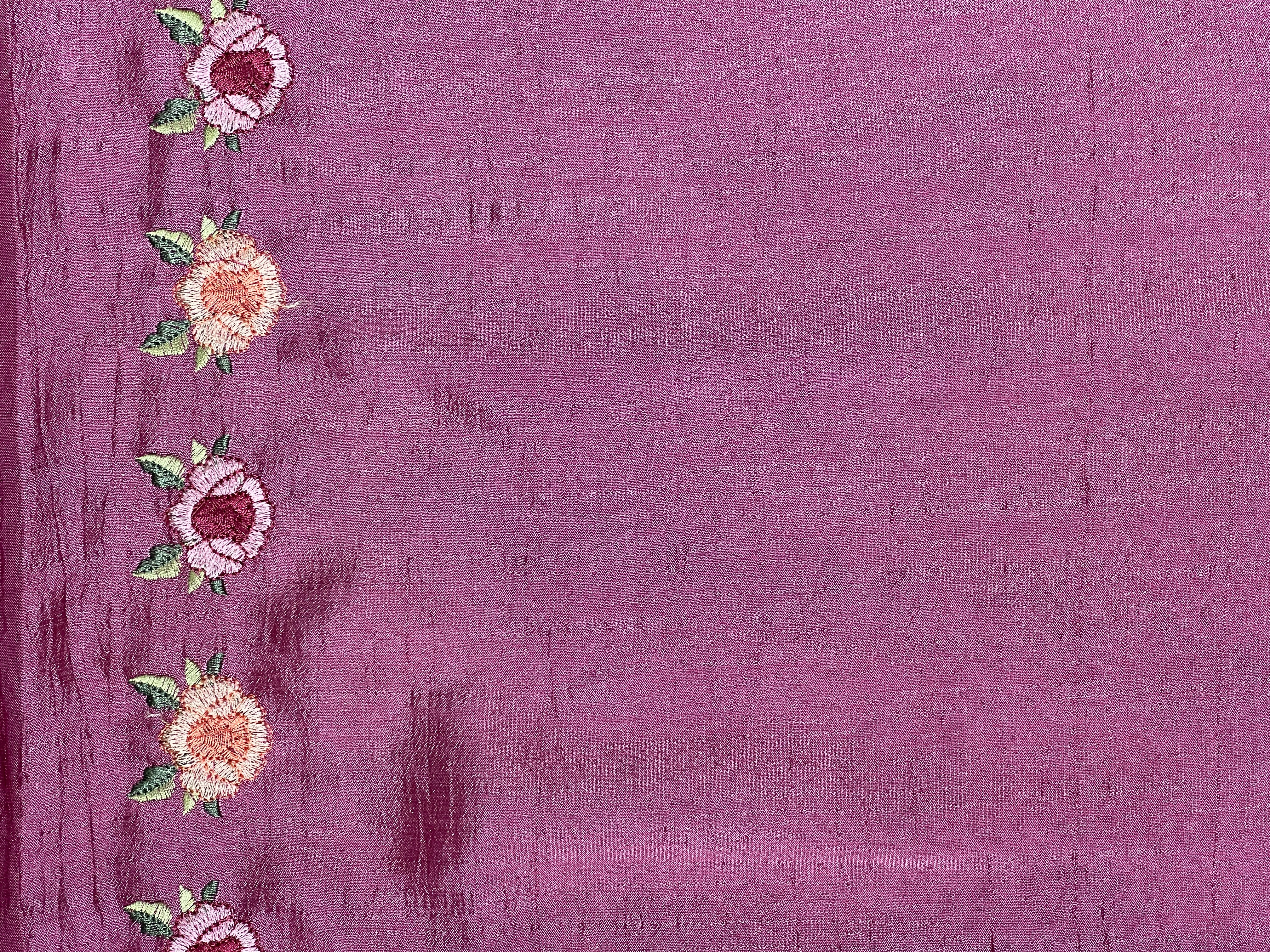 Floral Embroidery Pattern Semi Tussar Saree | RP856