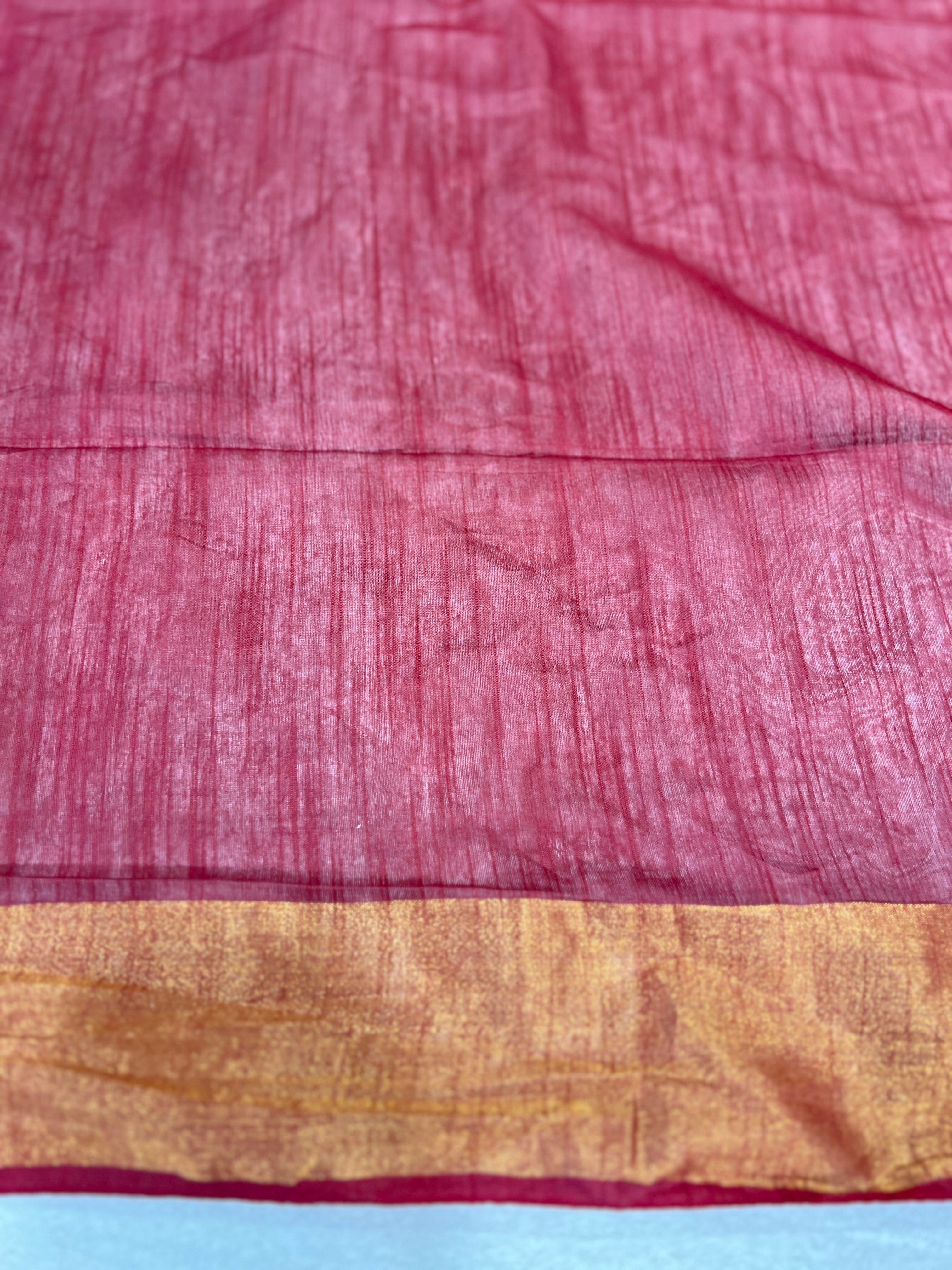 Zari Stripes Detailed Bhagalpuri Linen Saree | US257