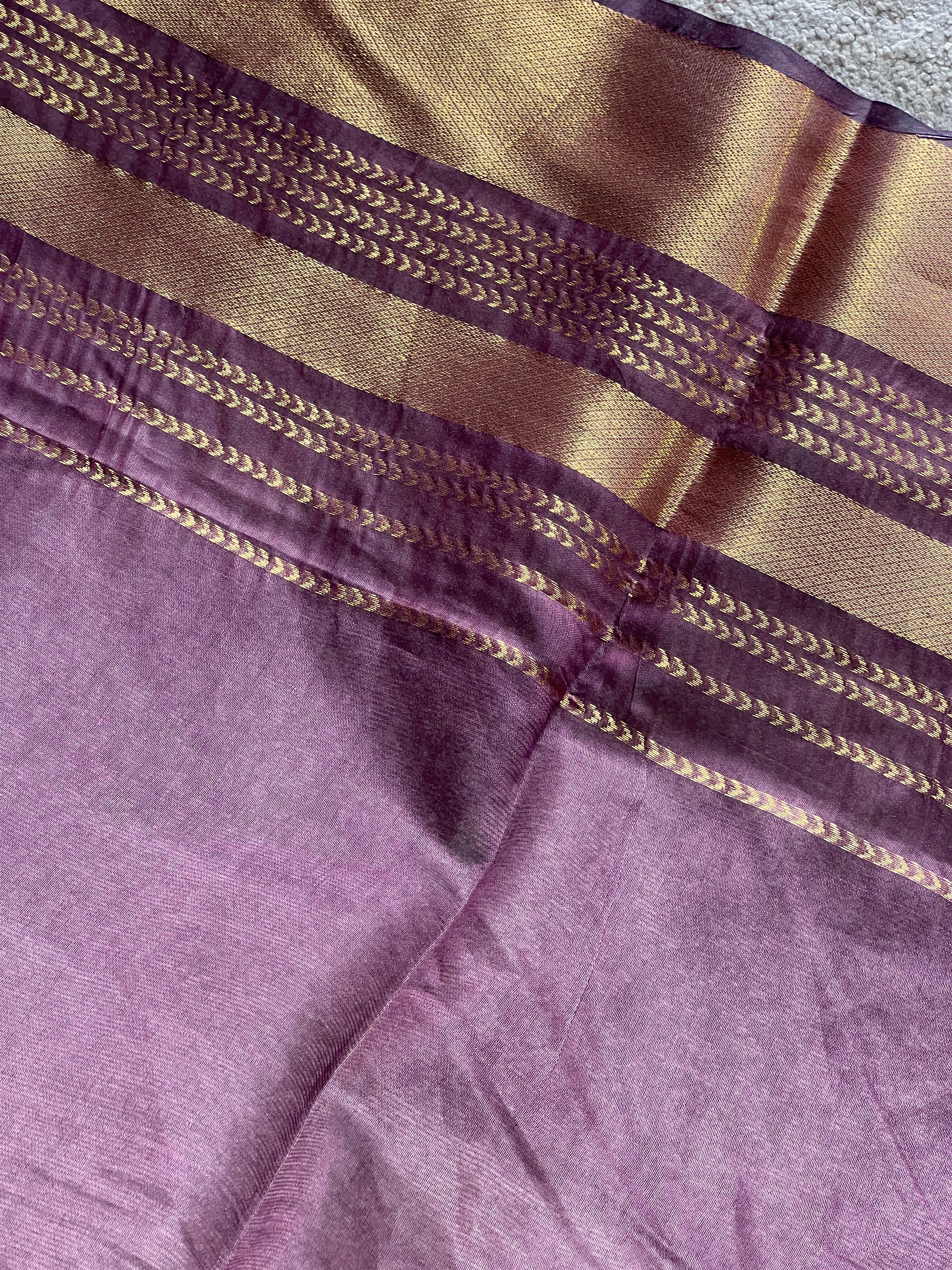 Golden Zari Detailed Bhagalpuri Linen Saree | NHH481