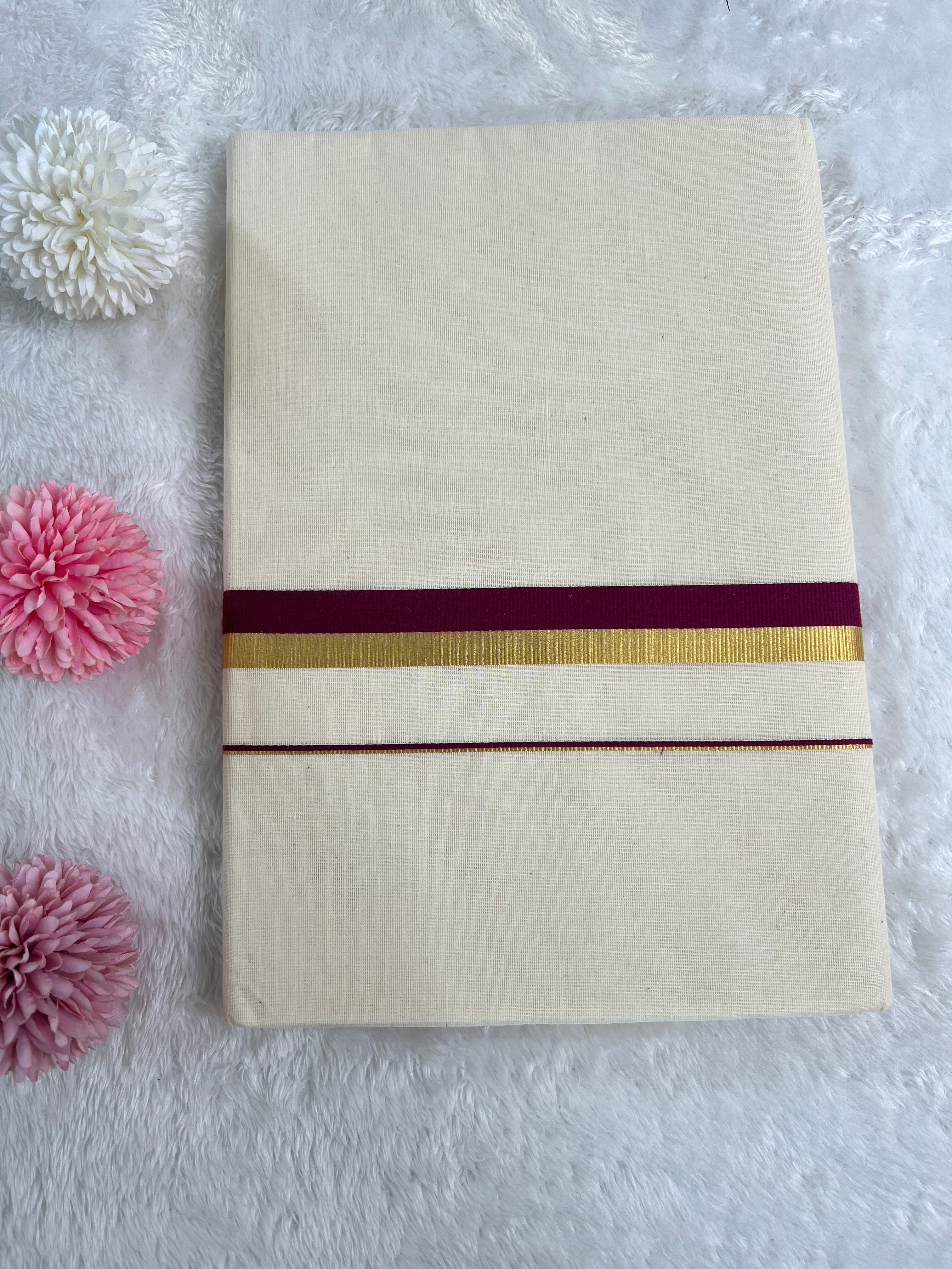 Kara Pattern Border Kerala Cotton Set Mundu | GAT452