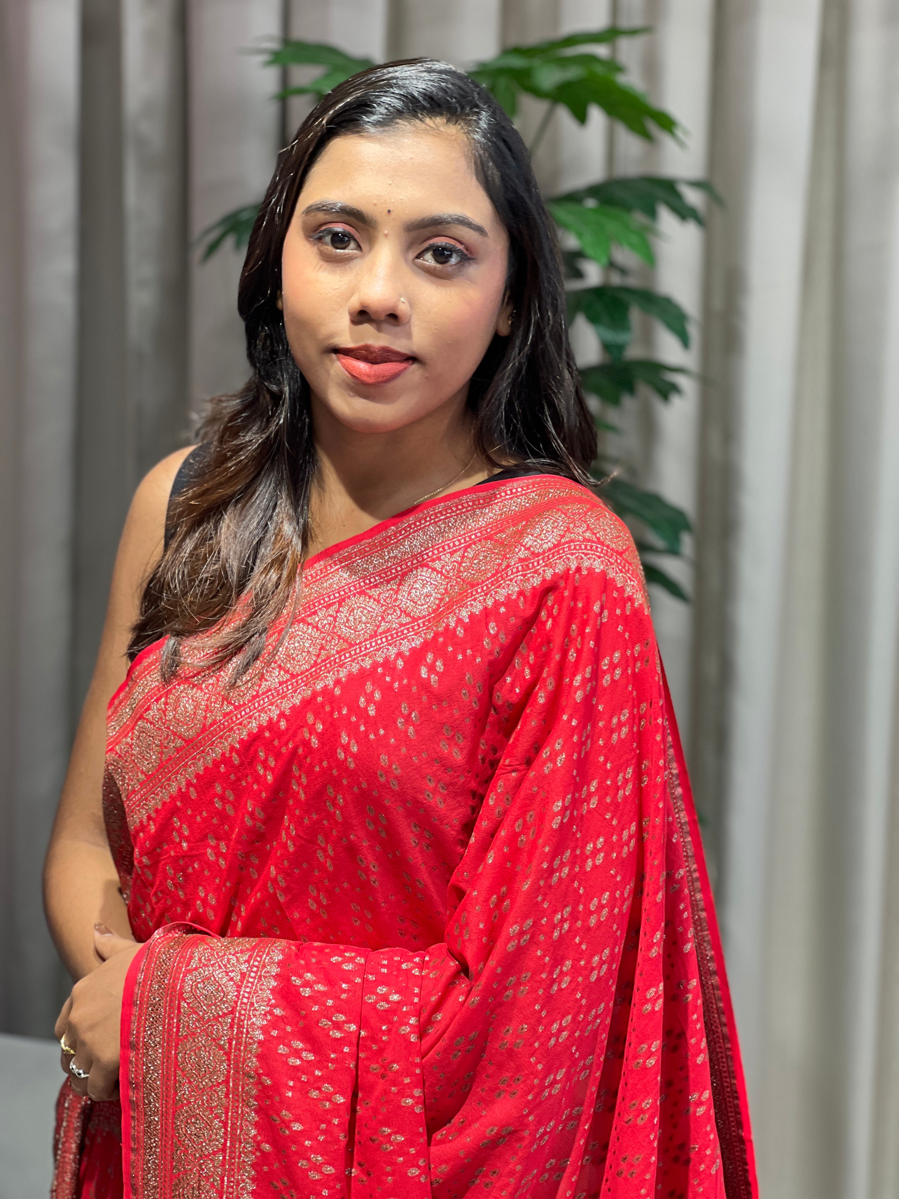 Zari And Thread Woven Georgette Banarasi Saree | YNG1060