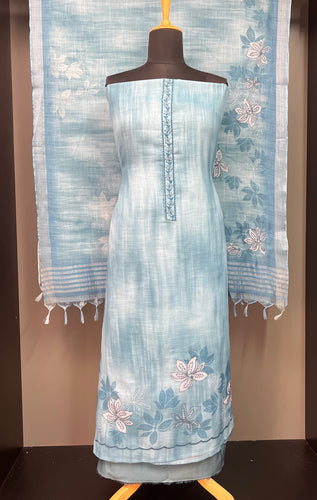 Floral Print With Embroidery Highlighted Linen Finish Salwar Set | KSD189