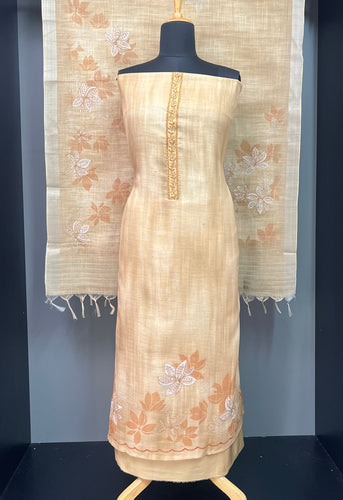 Floral Print With Embroidery Highlighted Linen Finish Salwar Set | KSD188
