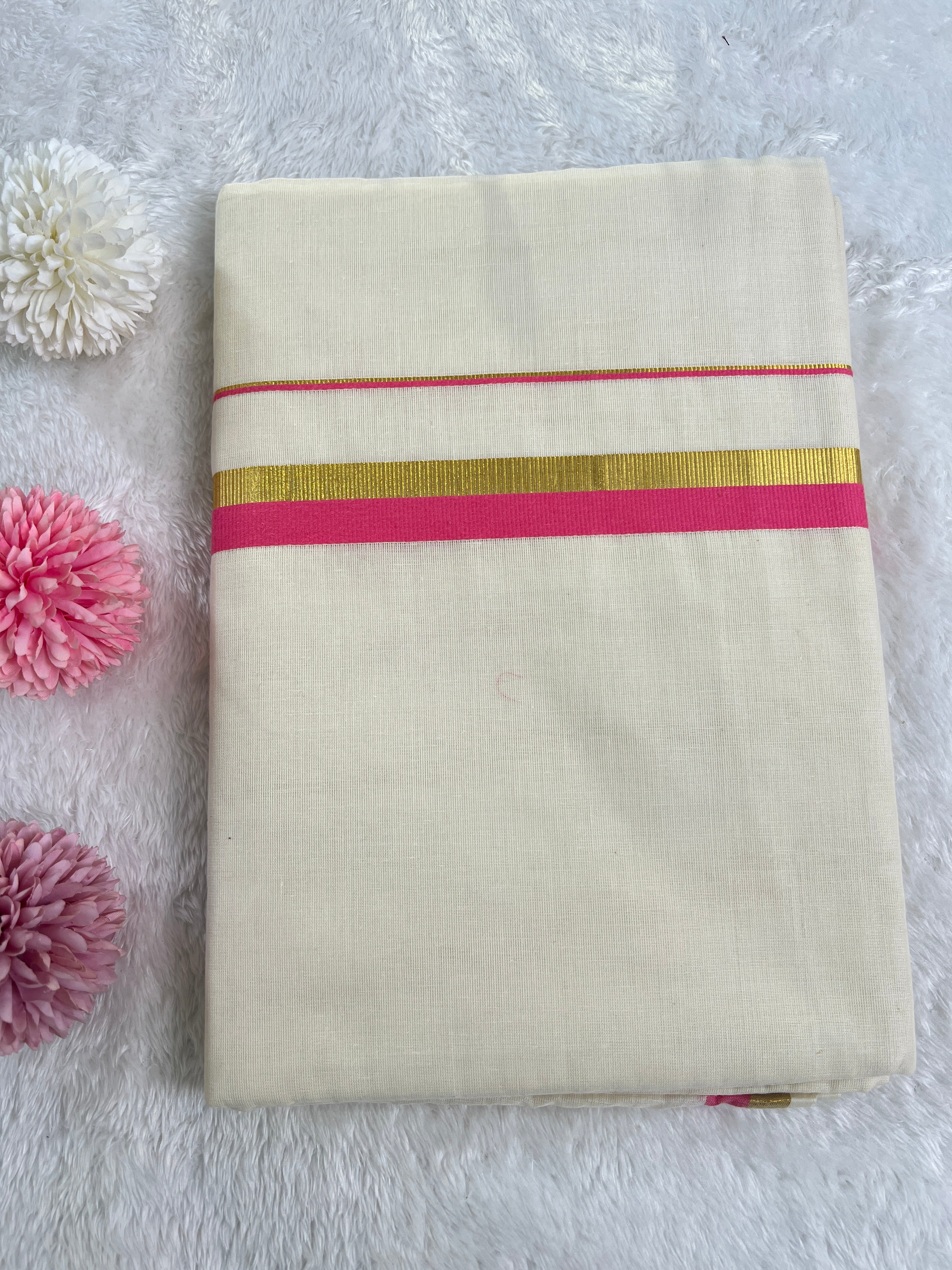 Kara Pattern Border Kerala Cotton Set Mundu | GAT451