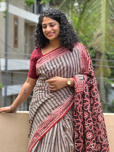 Hand Block Printed Mul Cotton Saree | JKL318