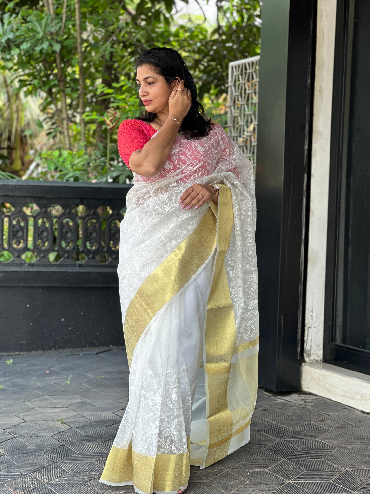 GOOFY GREY ORGANZA SAREE – House Of Jamoti