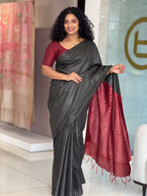 Stripe Patterned Bhagalpuri Linen Saree | SK383