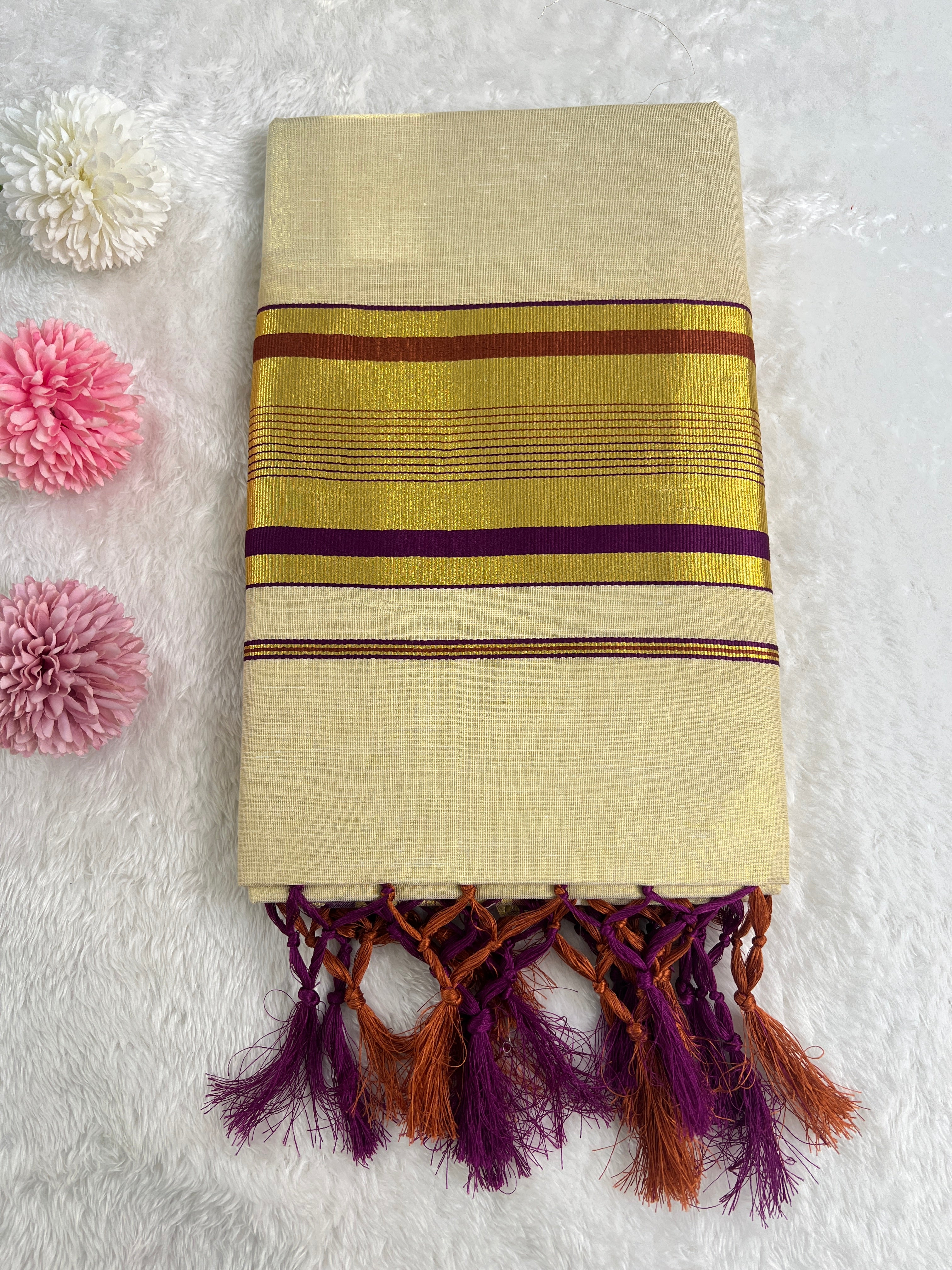 Double Border Pattern Kerala Cotton Set Mundu | GAT474