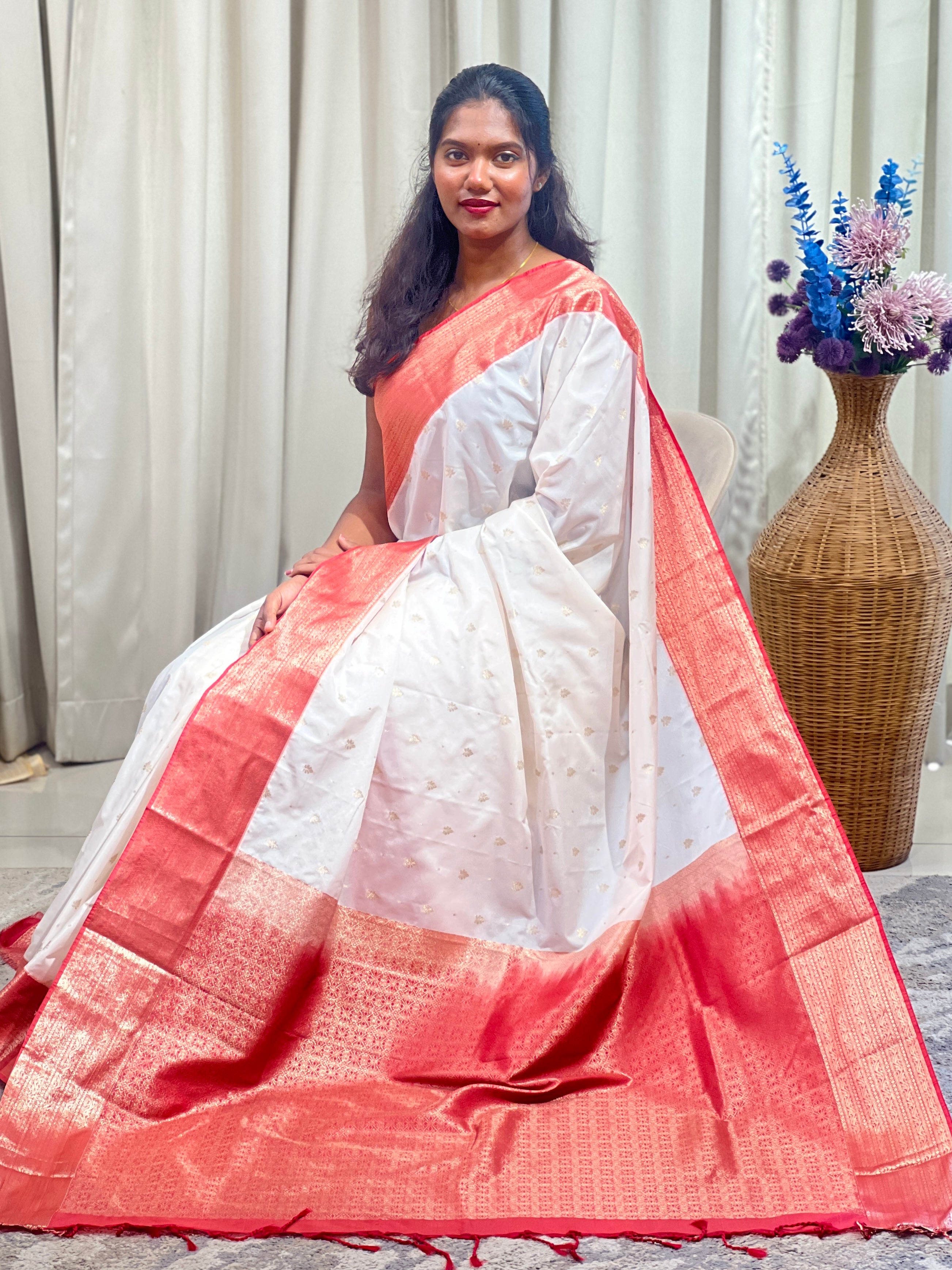 Golden Zari Buta Pattern Semi Silk Saree | TR166