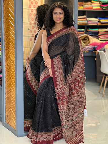 Kantha Embroidery Design Chanderi Finishing  Saree | SHF134
