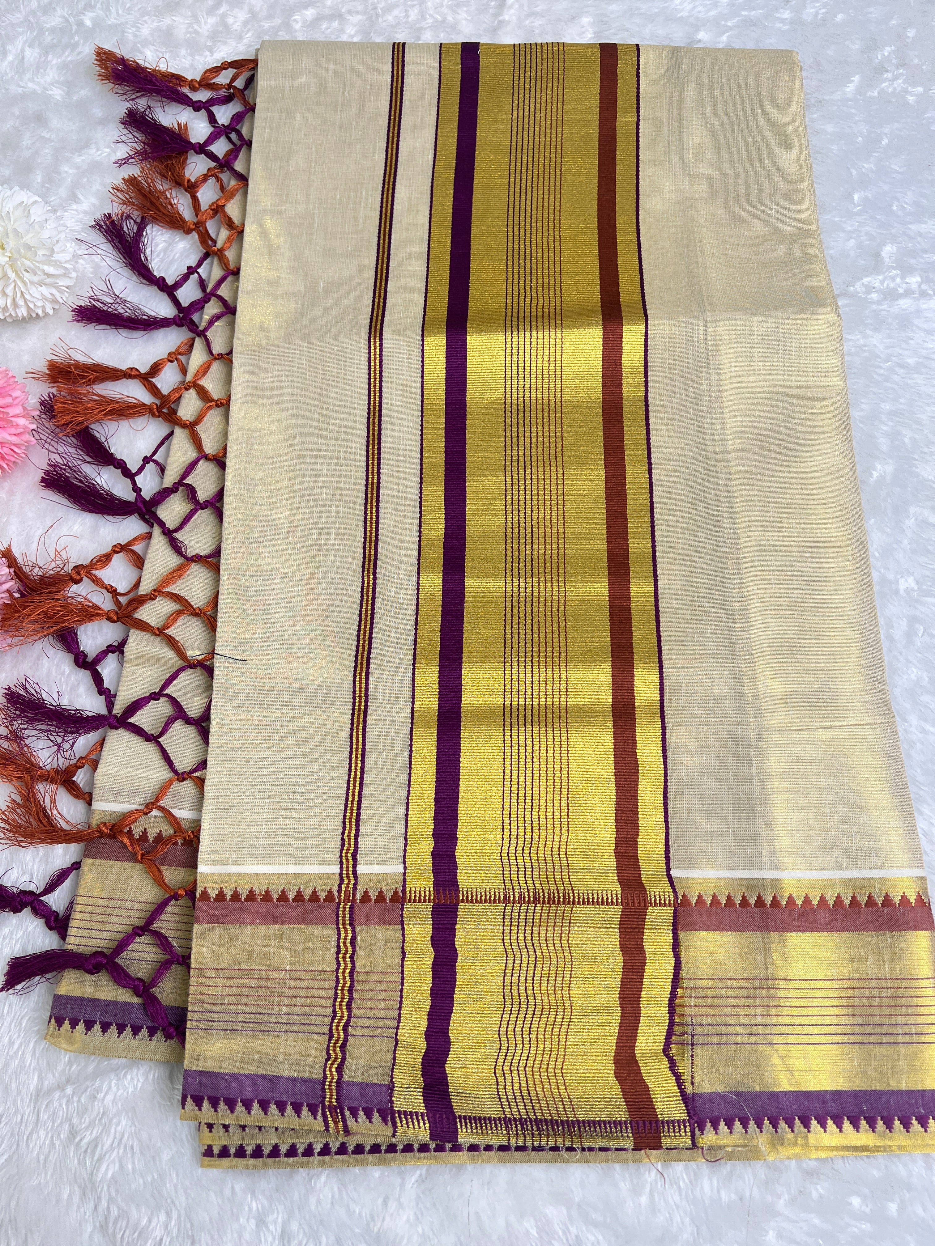 Double Border Pattern Kerala Cotton Set Mundu | GAT474