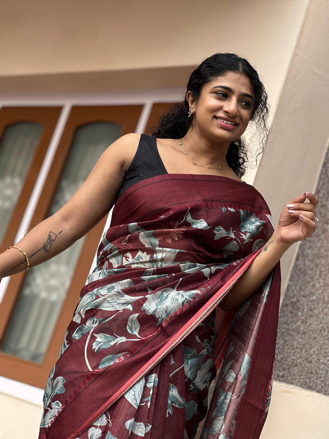 Digital Printed Semi Silk Saree | GMS109