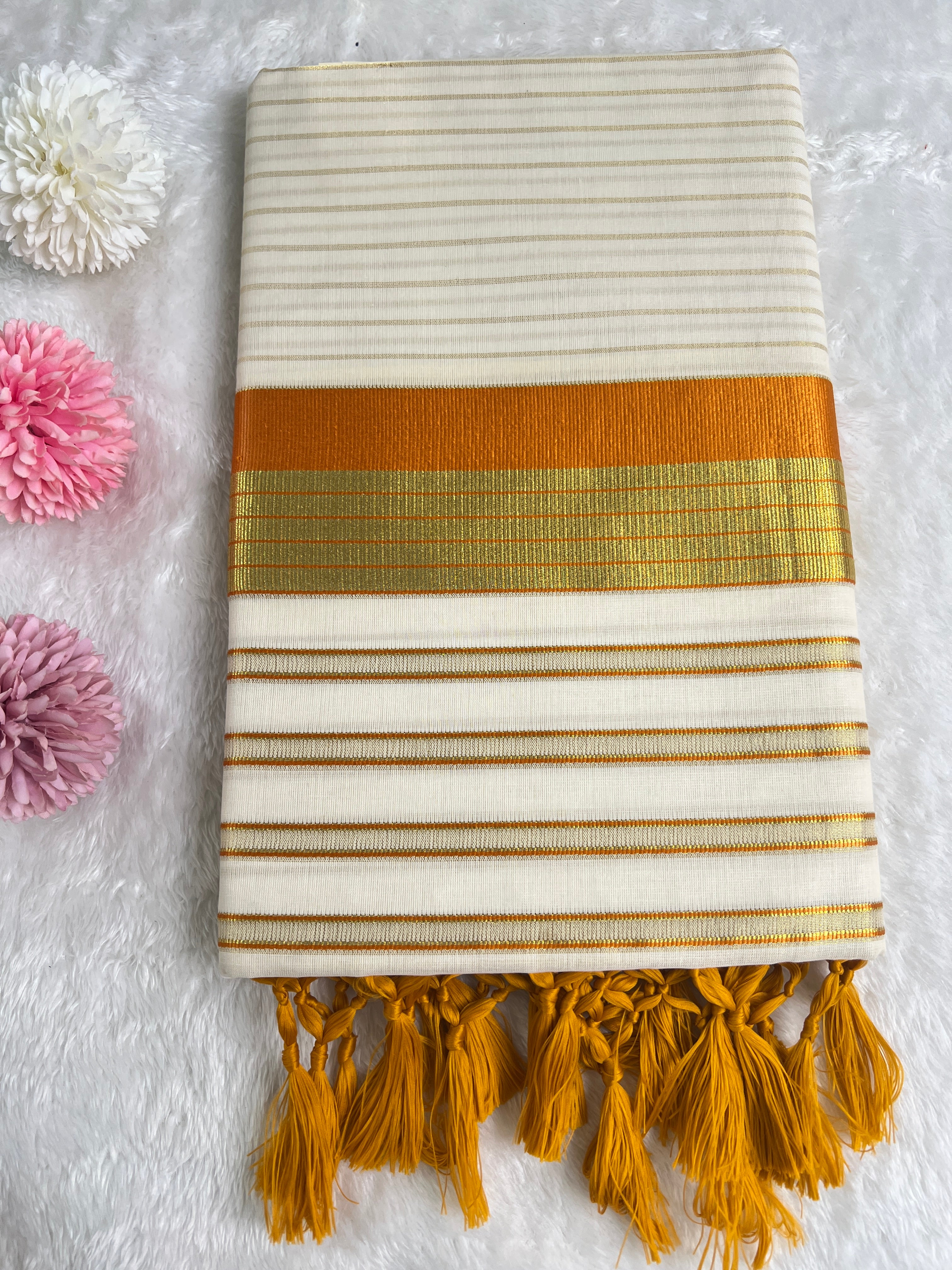 Double Border Pattern Kerala Cotton Set Mundu | GAT536