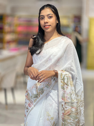 Floral Digital Print Chanderi Finish Saree | SSN199