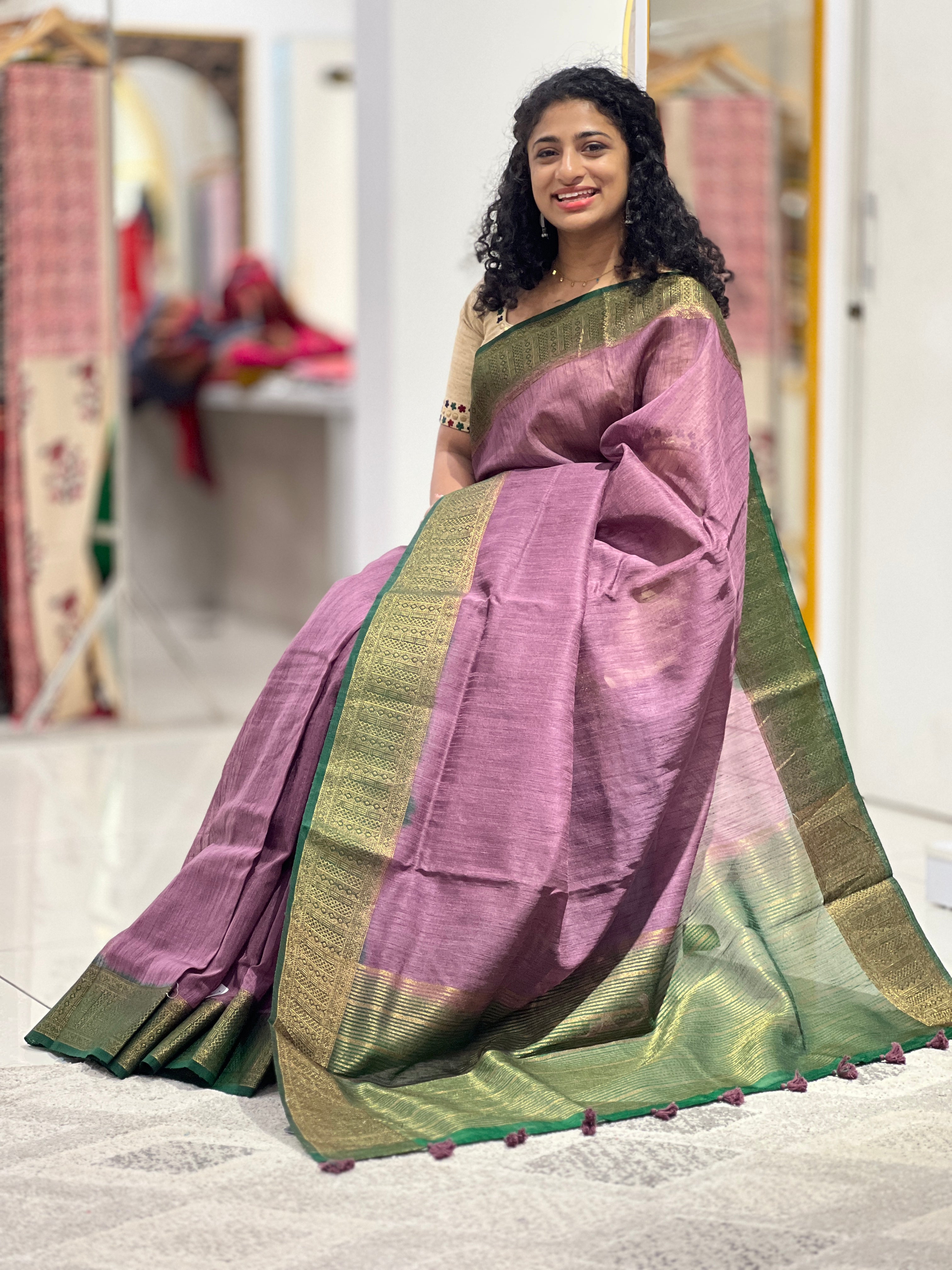 Zari Weaved Border Semi Geecha Saree | YNG506