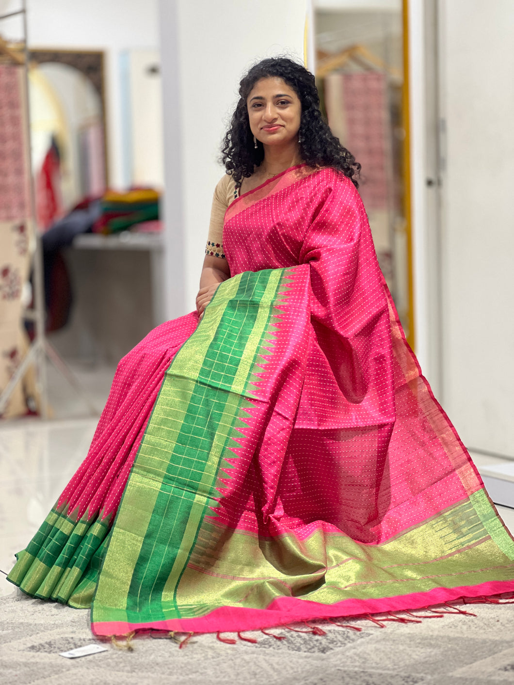 Kantha Weaved Semi Silk Saree | SKH240