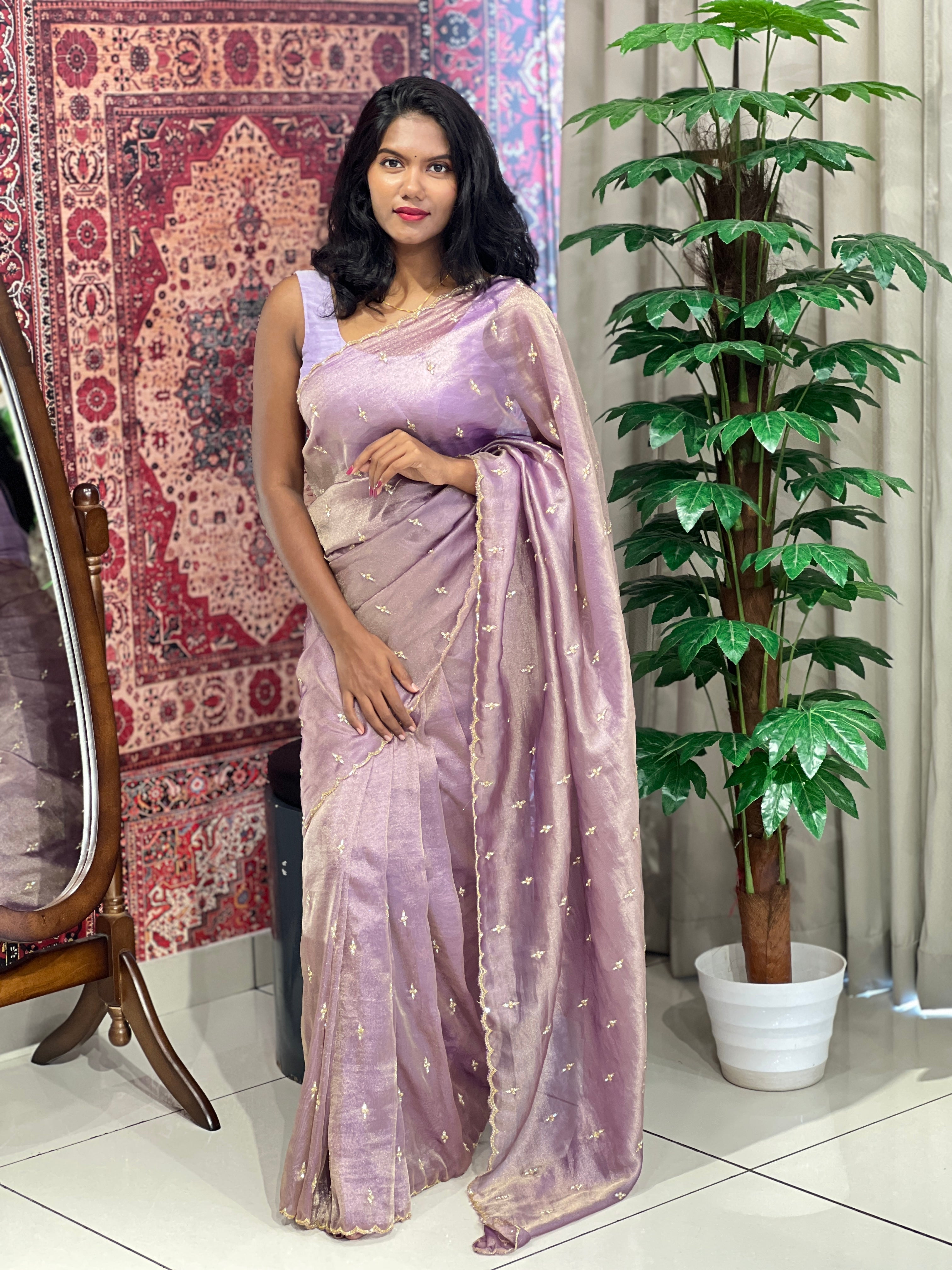 Hand Work Shimmer Georgette Saree | SBP805
